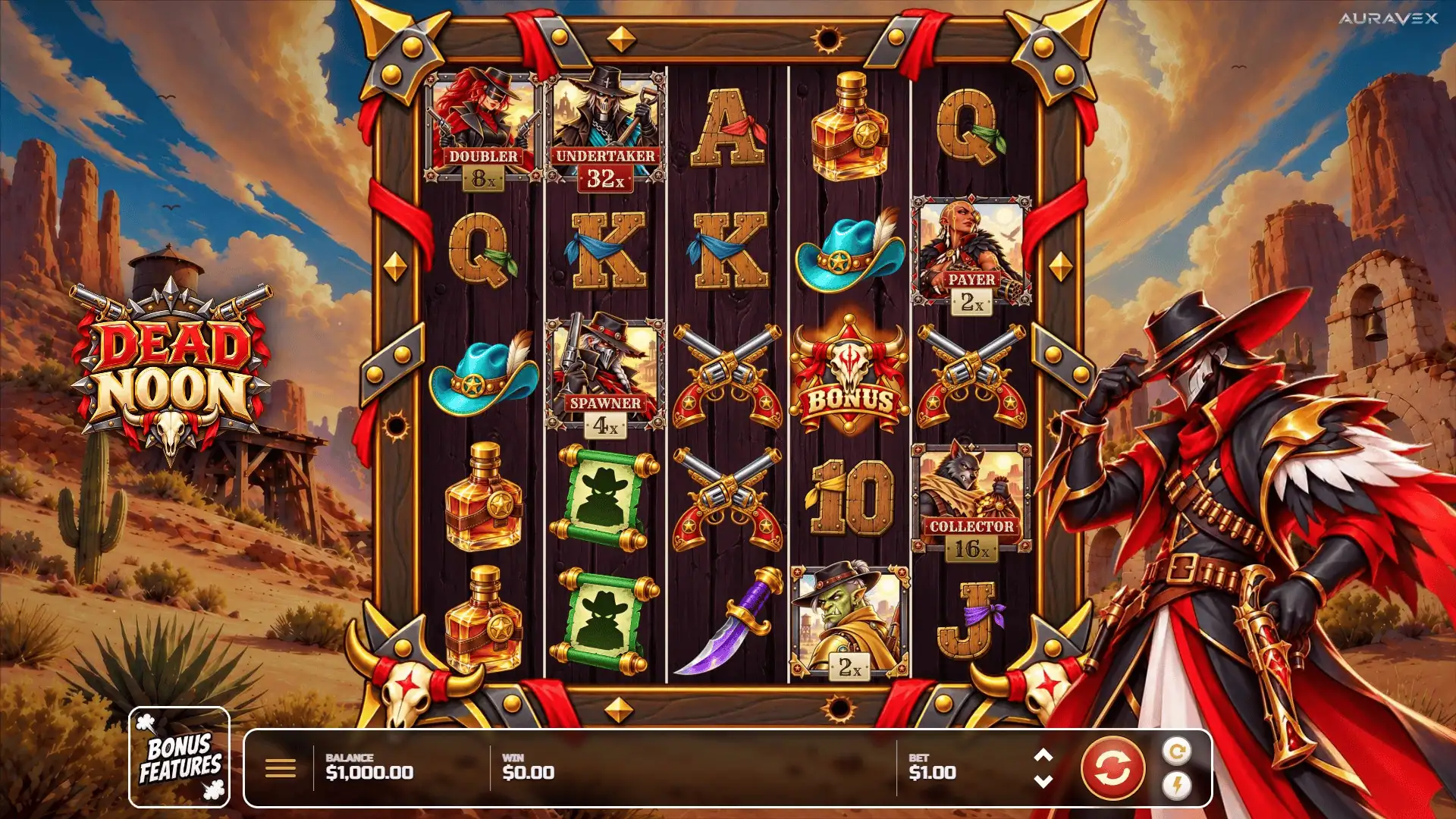 Dead Noon slot gameplay reels