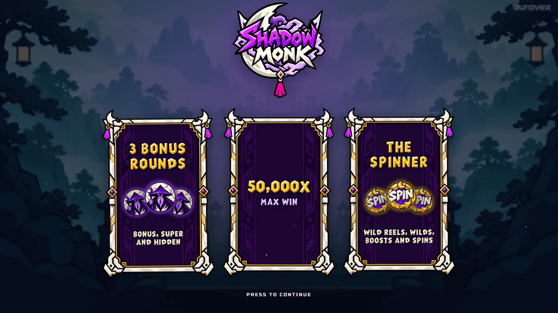 Shadow Monk slot intro screen