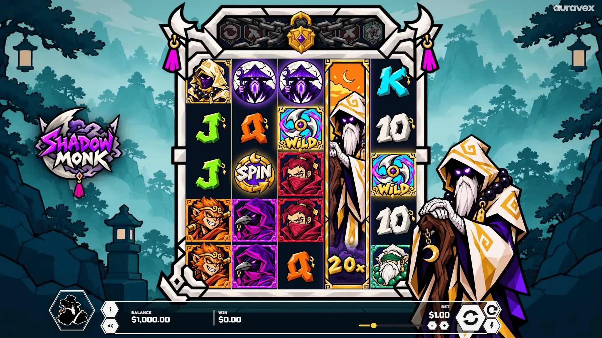 Shadow Monk slot gameplay reels