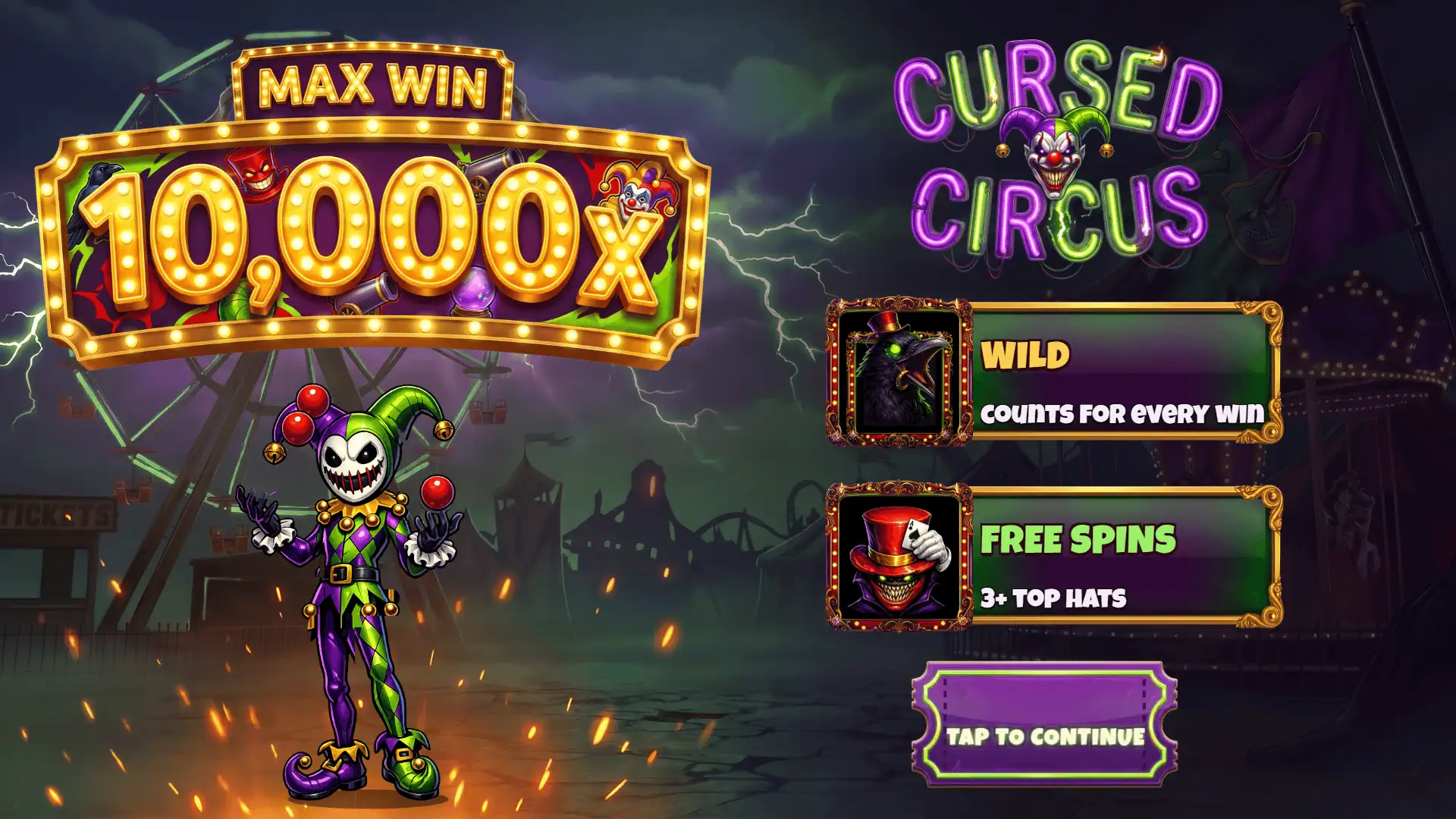 Cursed Circus slot intro screen