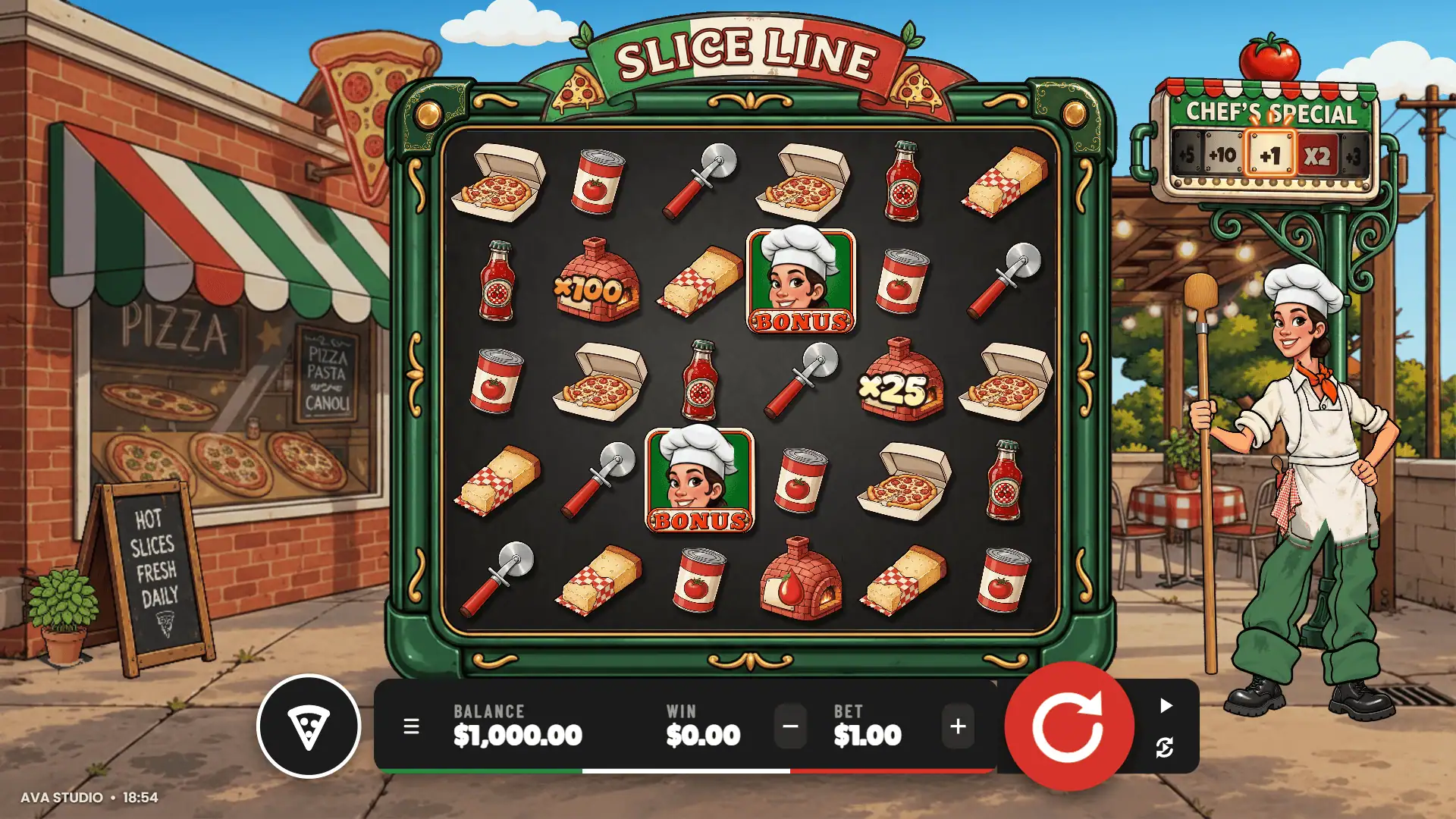 Slice Line slot gameplay reels