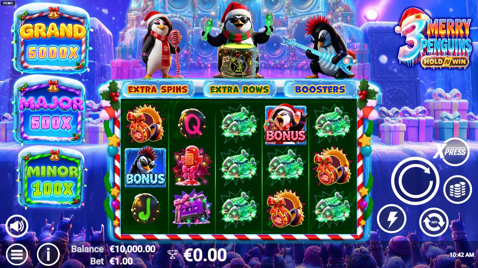 3 Merry Penguins slot gameplay reels