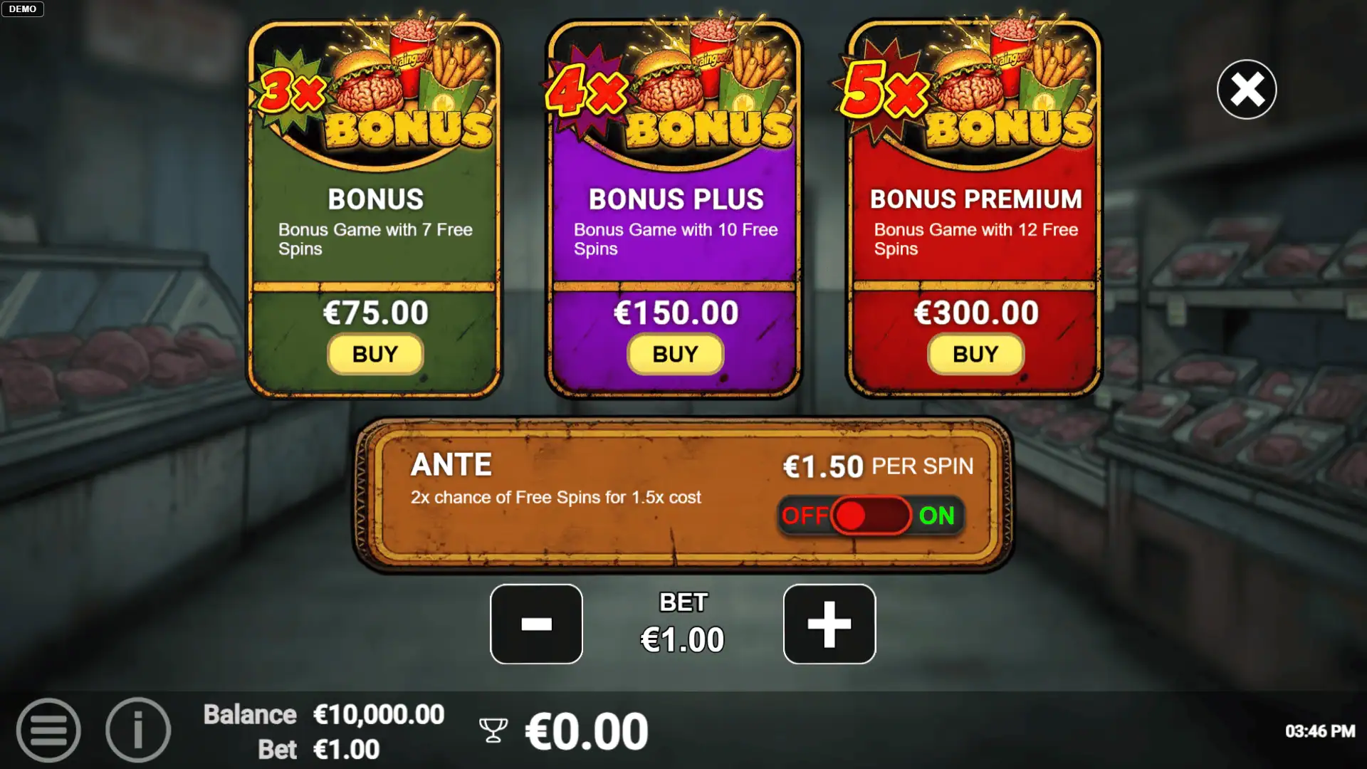 Corpse Cart bonus buy menu