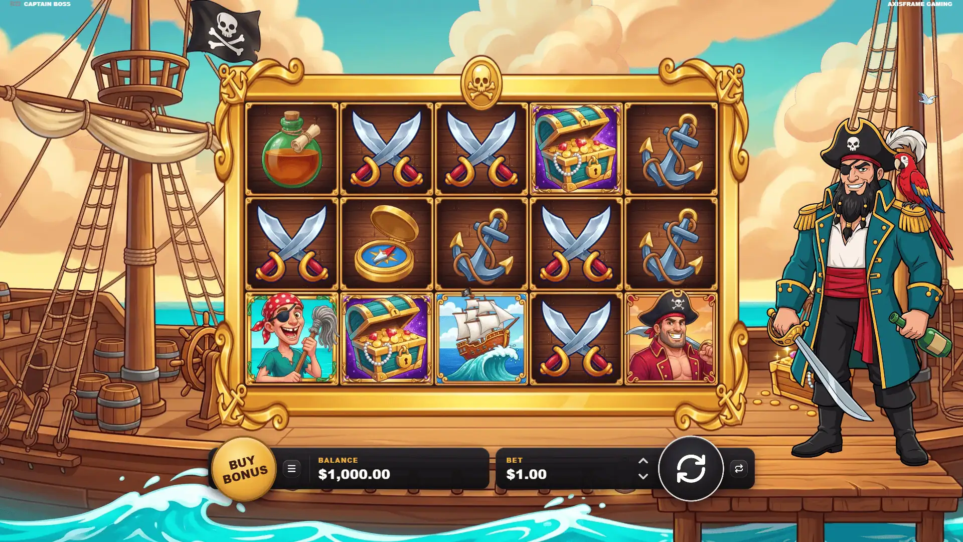 Captain Boss slot gameplay reels