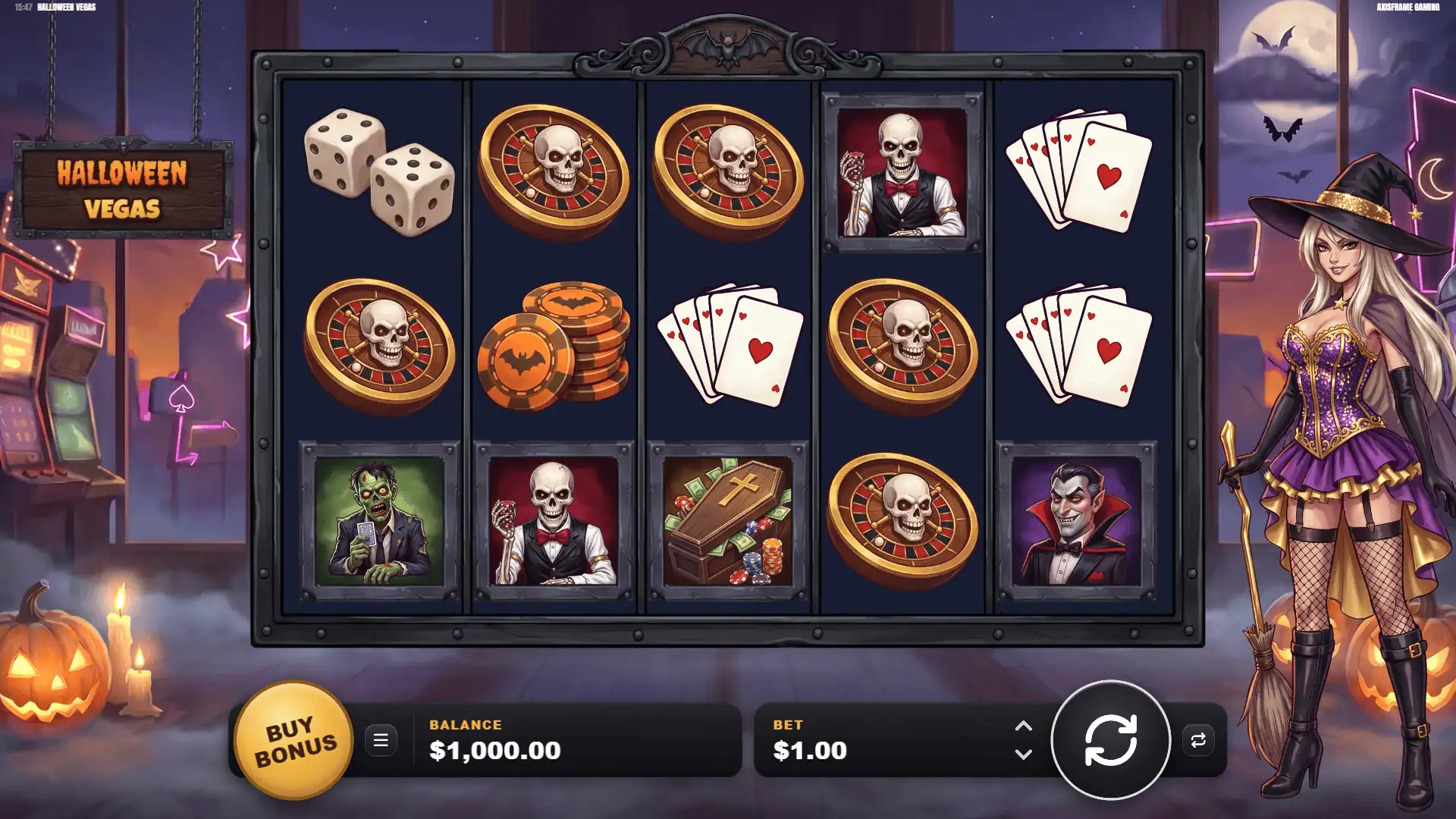 Halloween Vegas slot gameplay reels