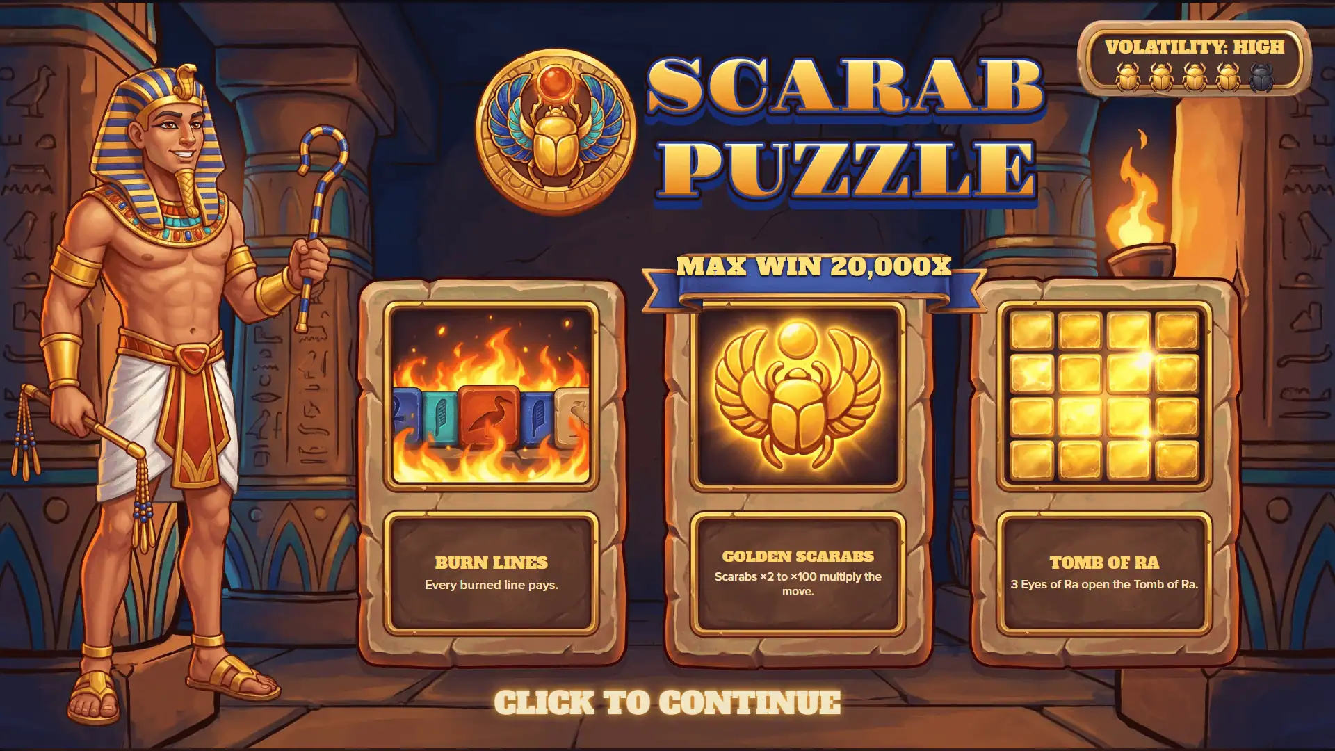 Scarab Puzzle slot intro screen