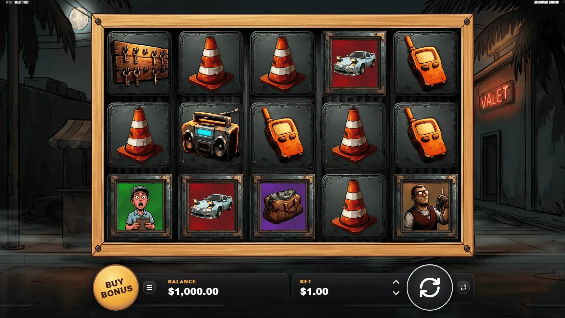 Valet Thief slot gameplay reels
