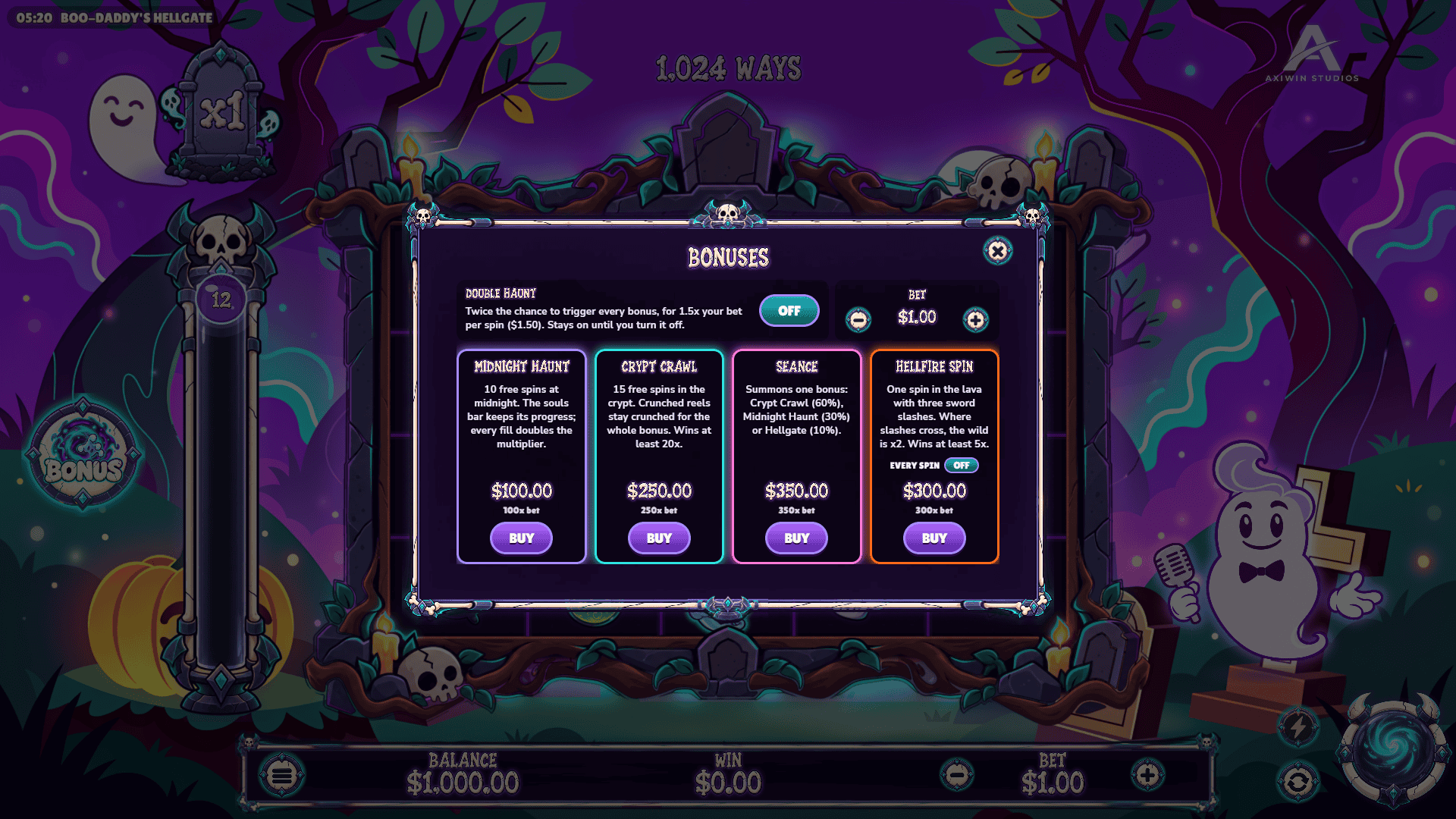 Boo-Daddy's Hellgate bonus buy menu