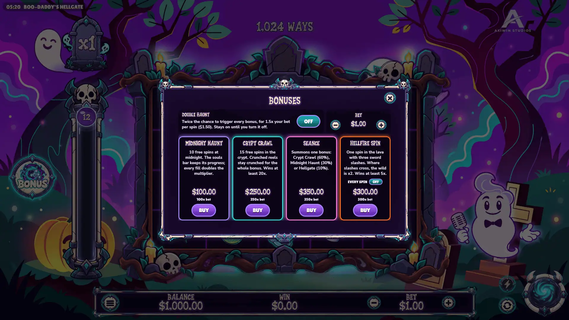 Boo-Daddy's Hellgate bonus buy menu