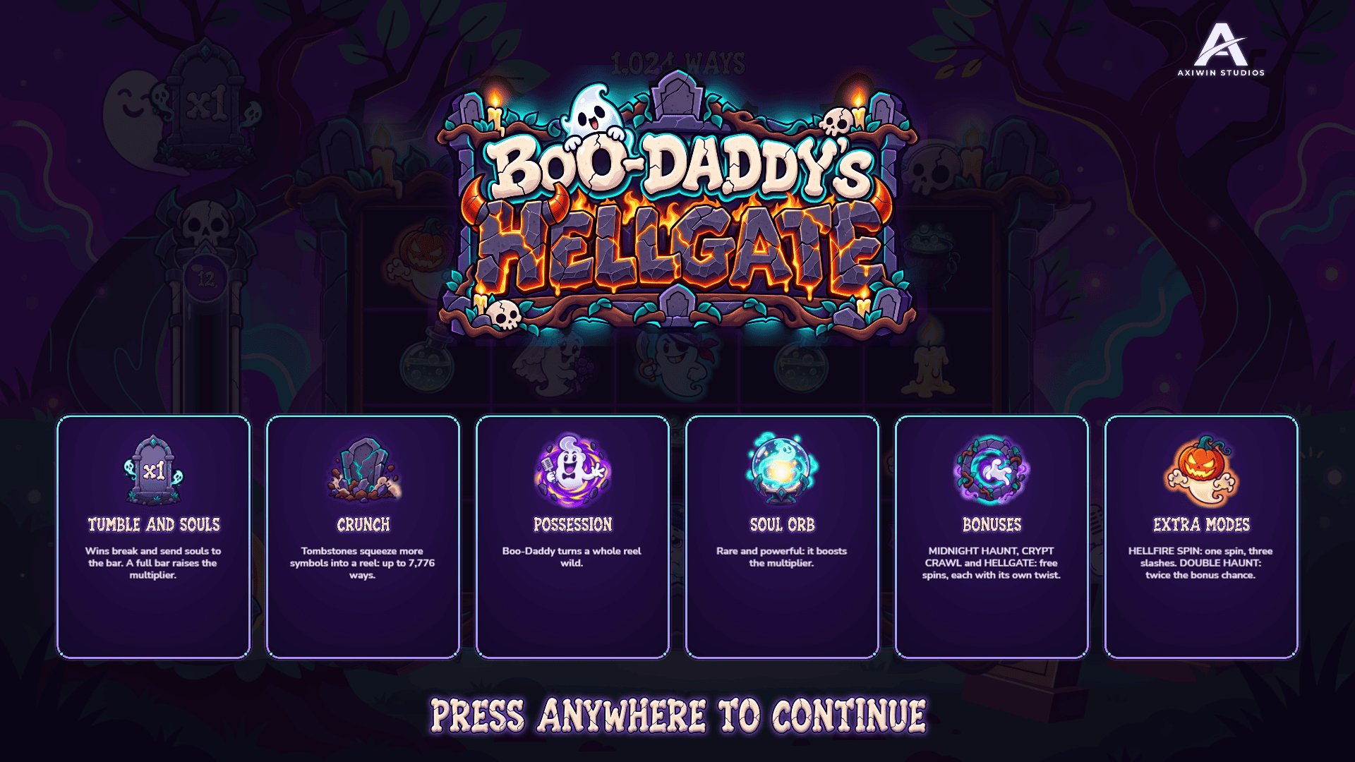 Boo-Daddy's Hellgate slot intro screen