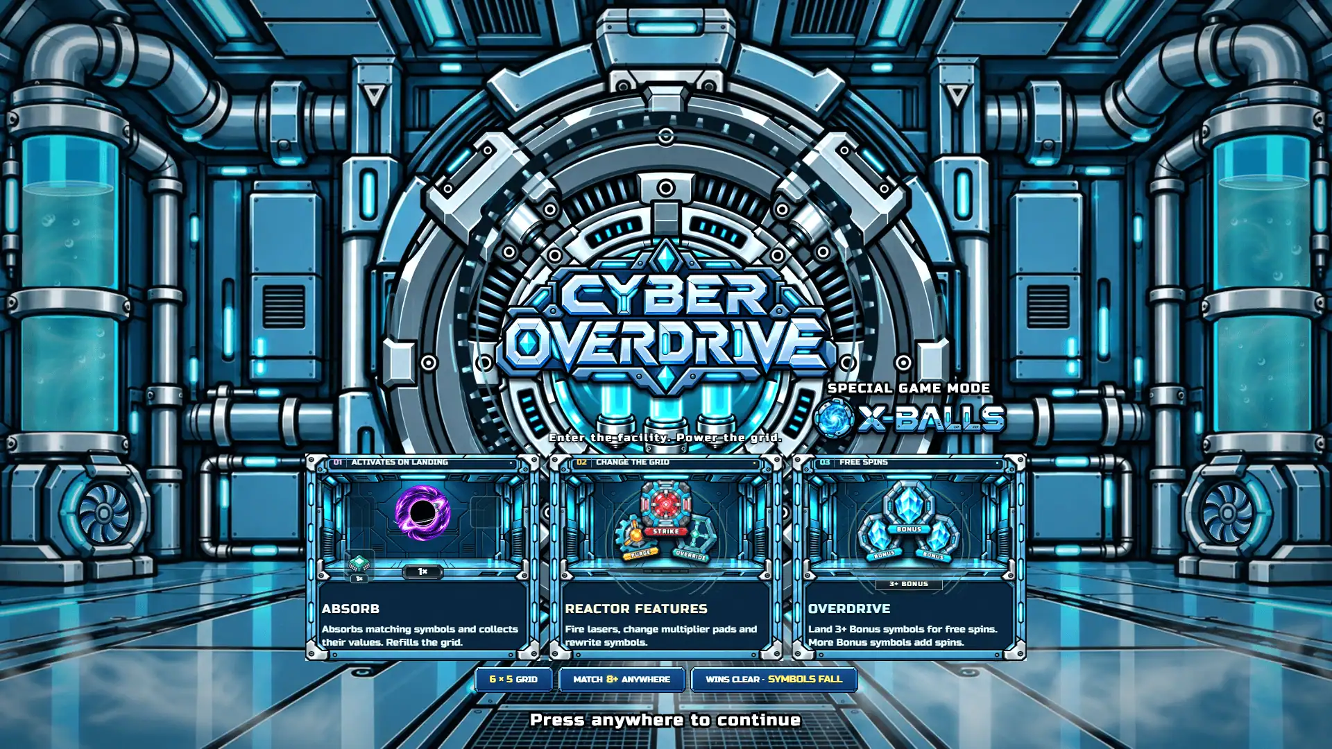 Cyber Overdrive slot intro screen
