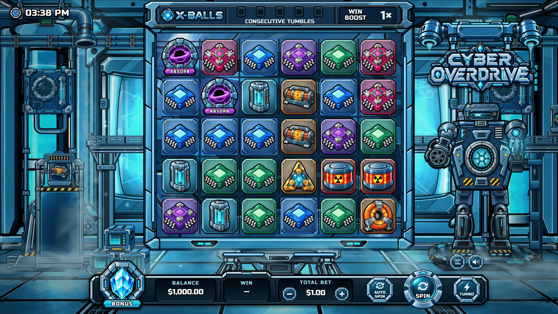 Cyber Overdrive slot gameplay reels