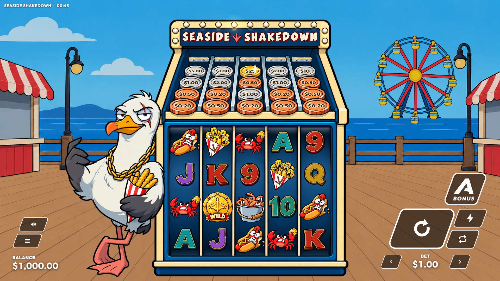 Seaside Shakedown slot gameplay reels