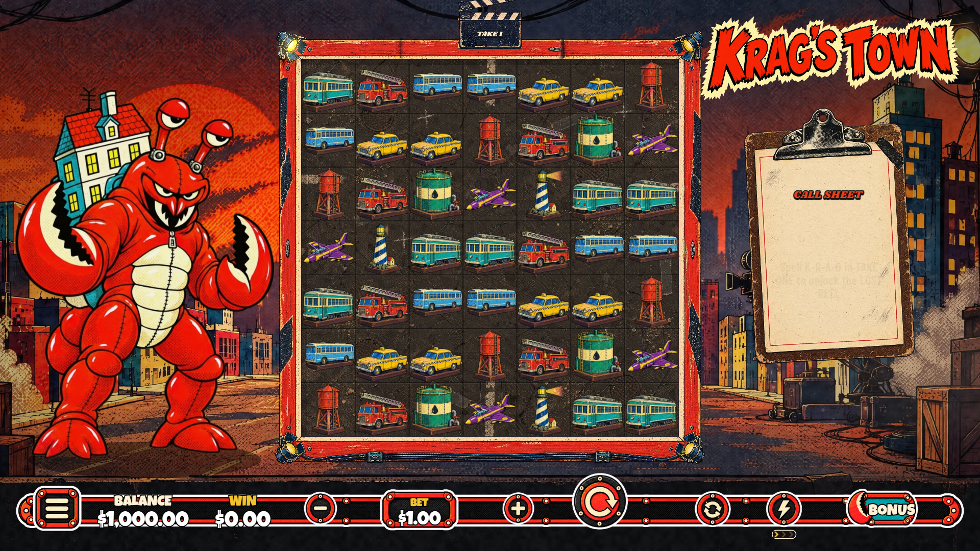 Krag's Town slot gameplay reels