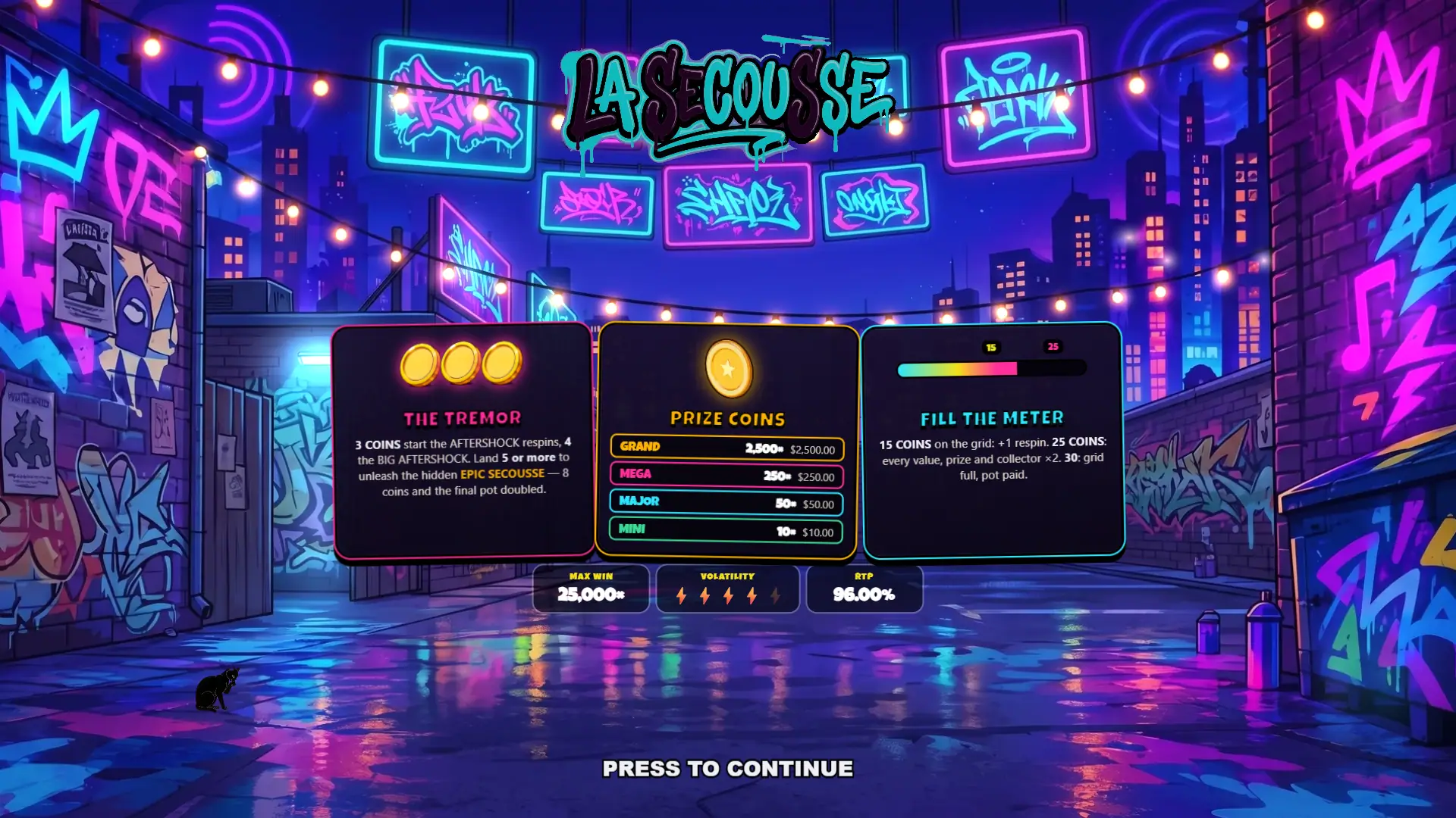 La Secousse slot intro screen