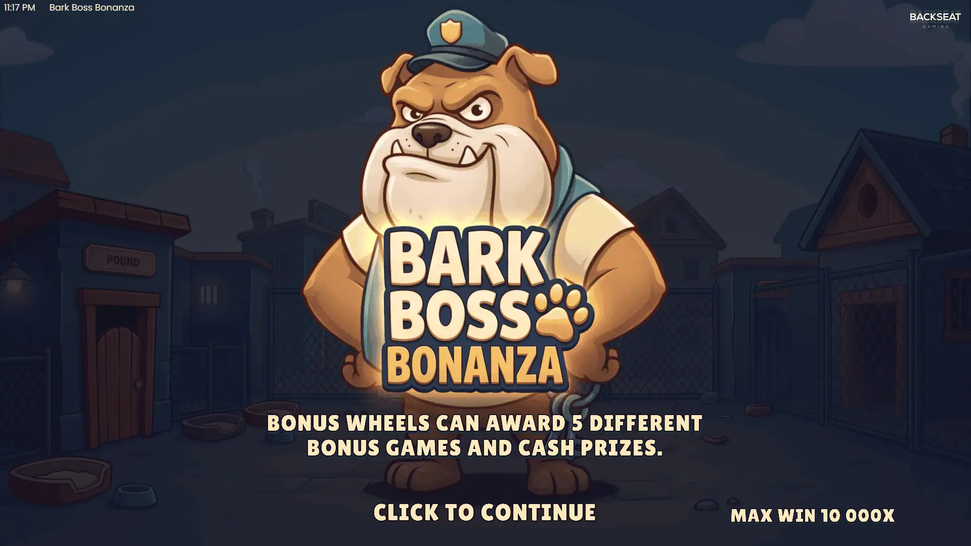 Bark Boss Bonanza slot intro screen
