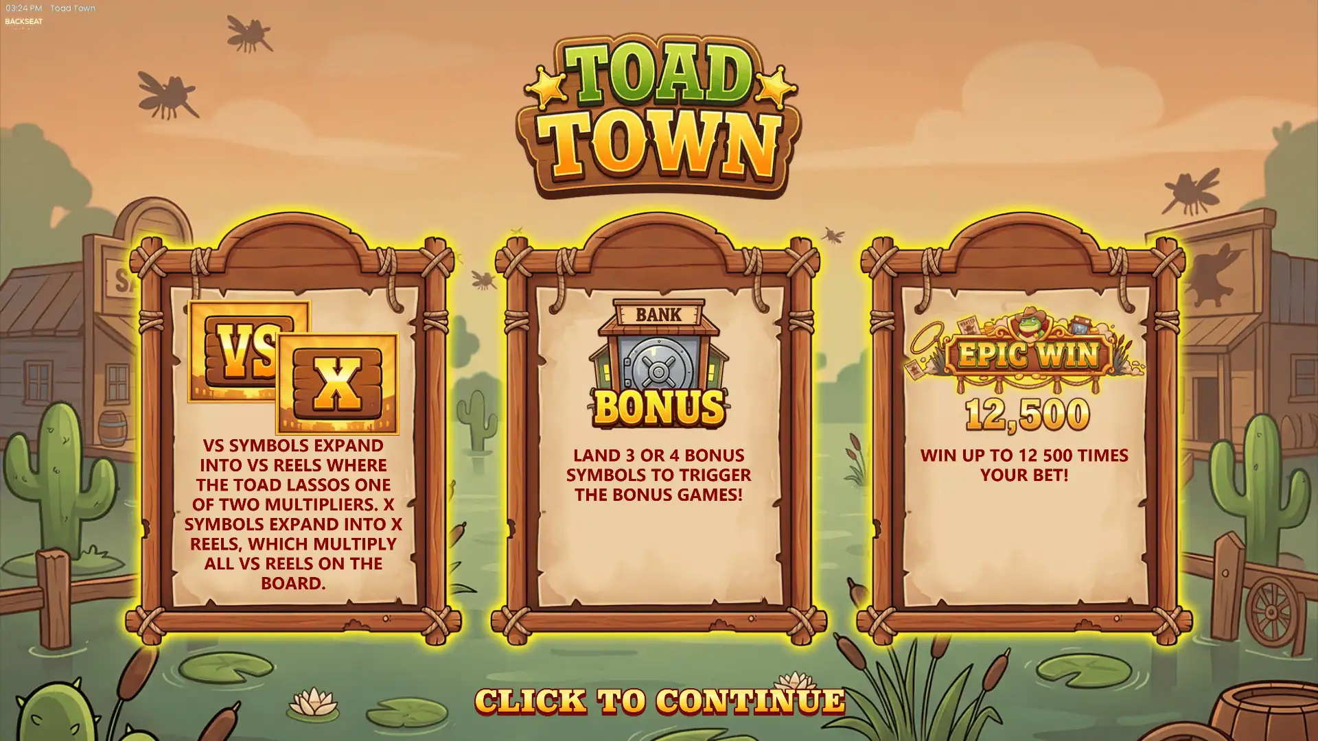 Toad Town slot intro screen