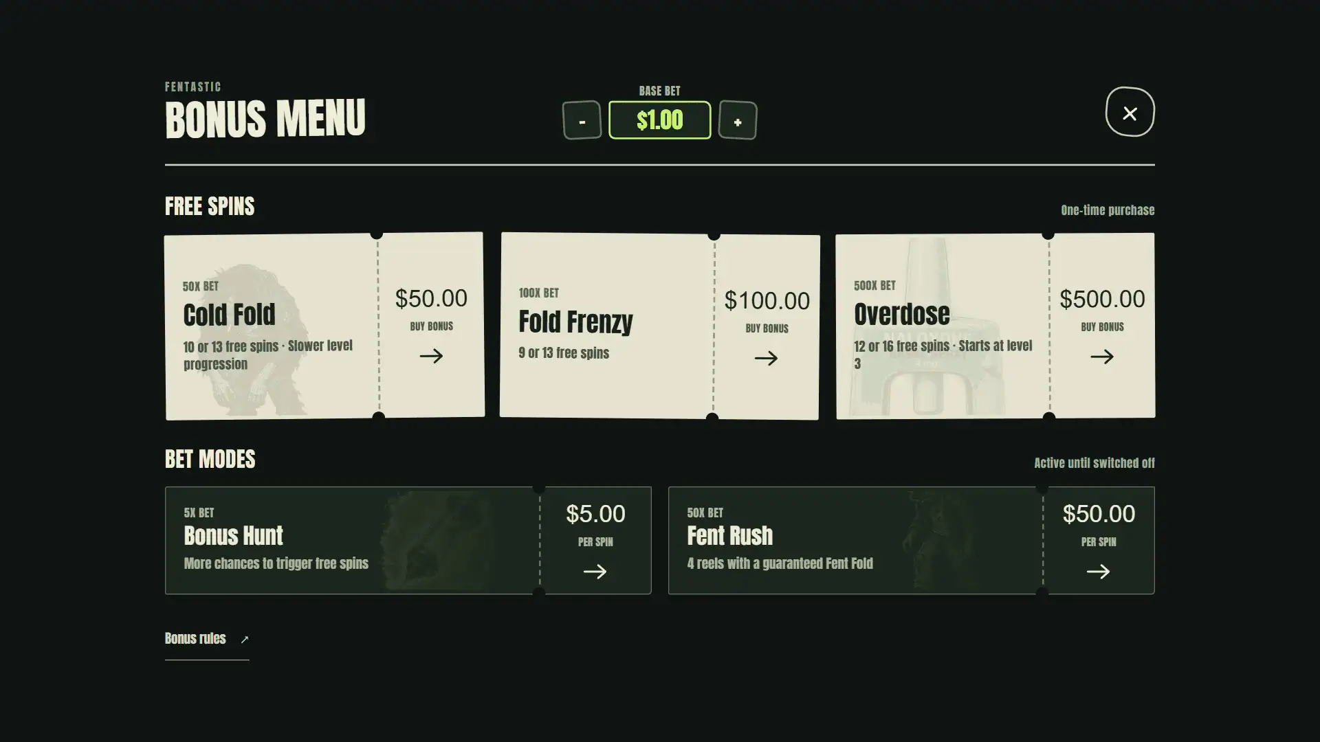 Fentastic bonus buy menu