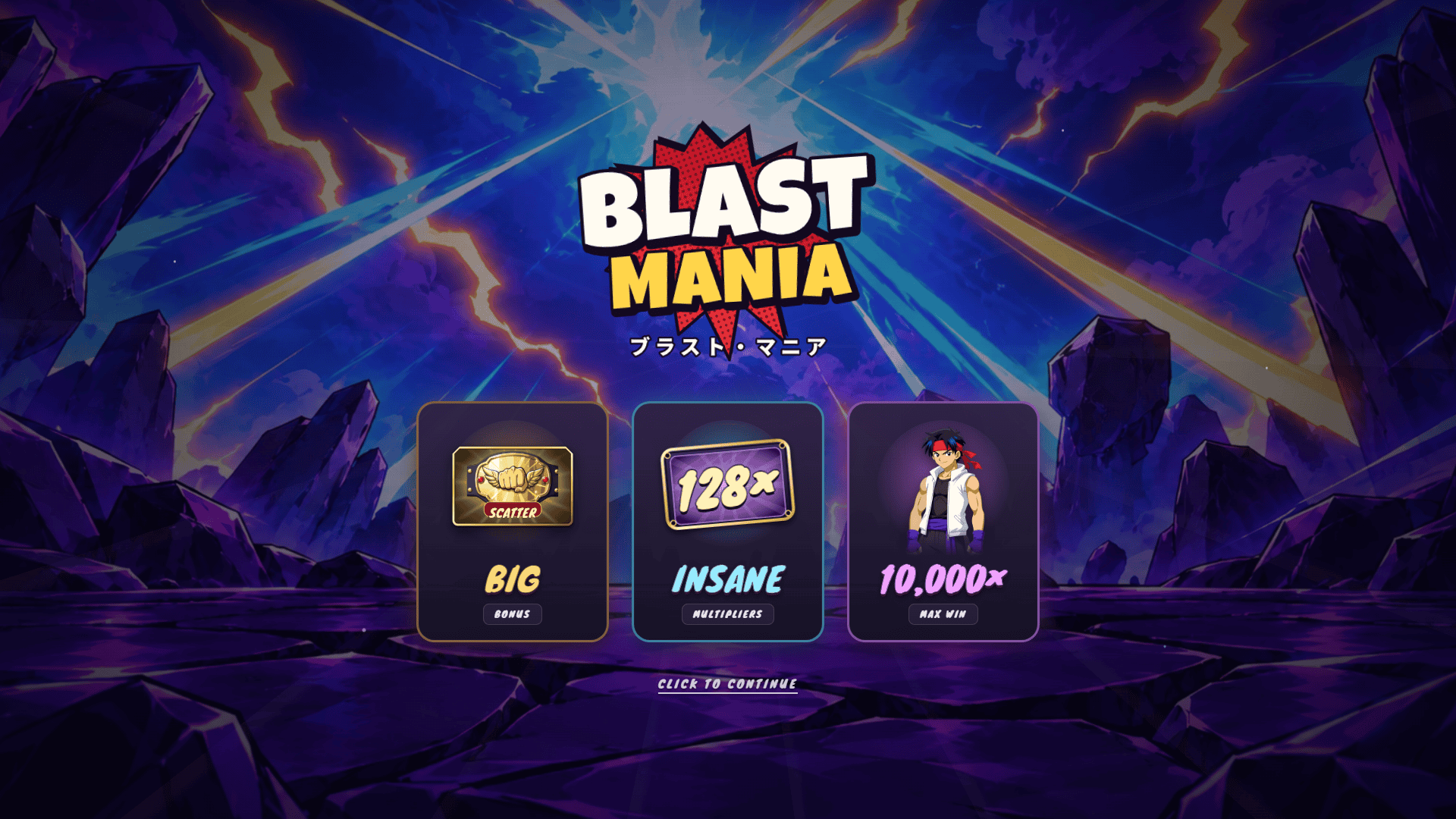 Blast Mania slot intro screen