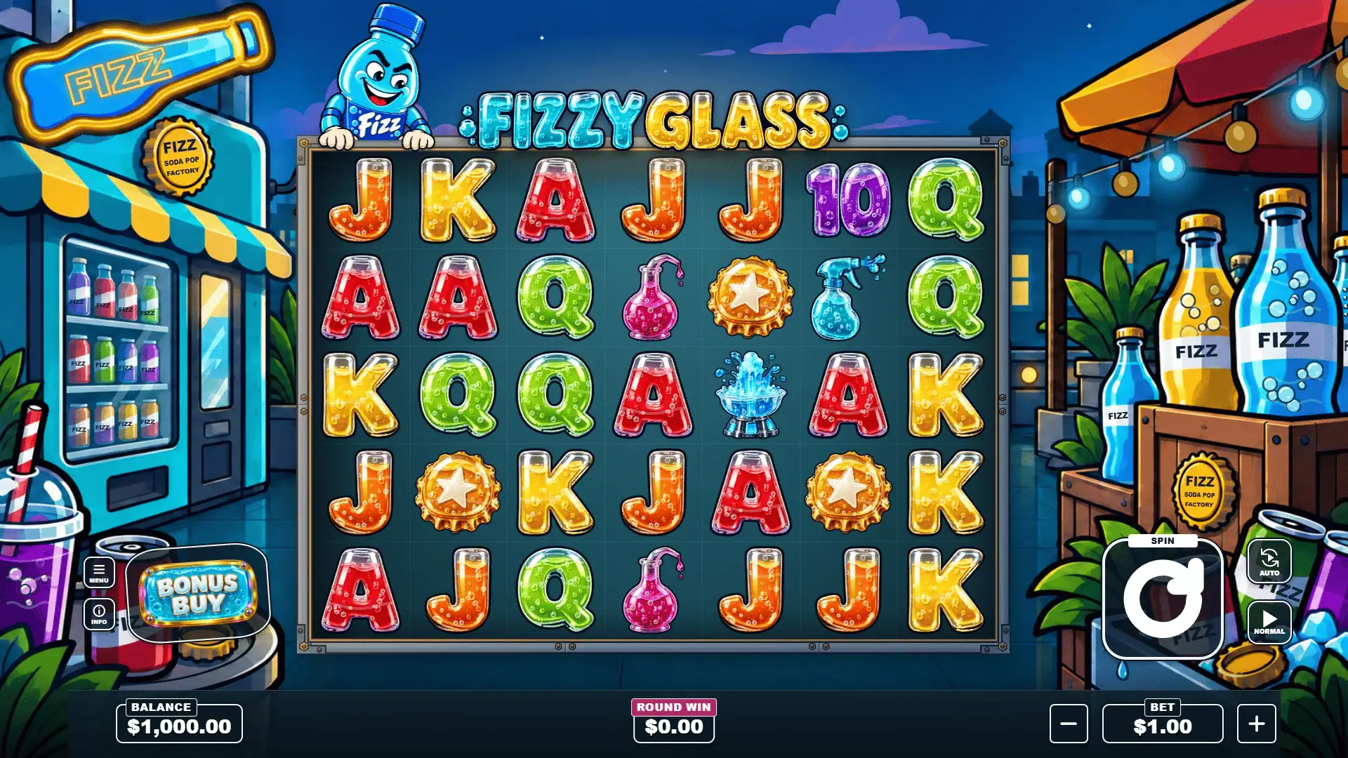 Fizzy Glass slot gameplay reels