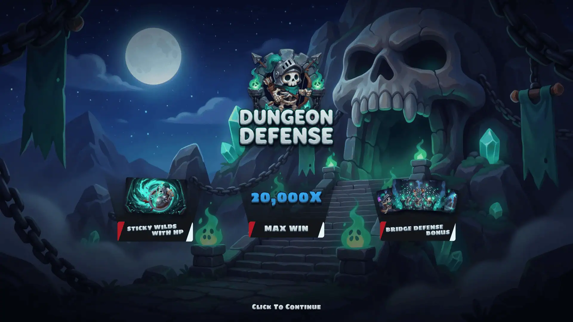 Dungeon Defense slot intro screen