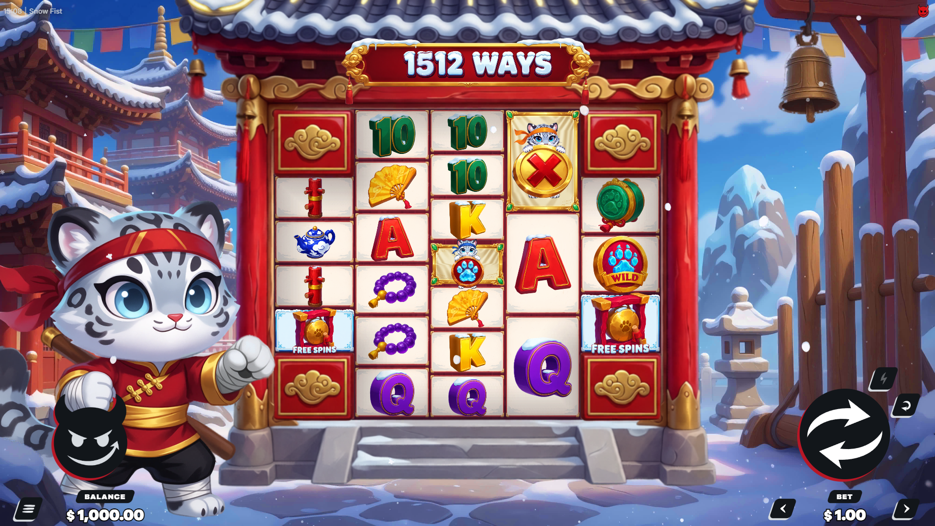 Snow Fist slot gameplay reels