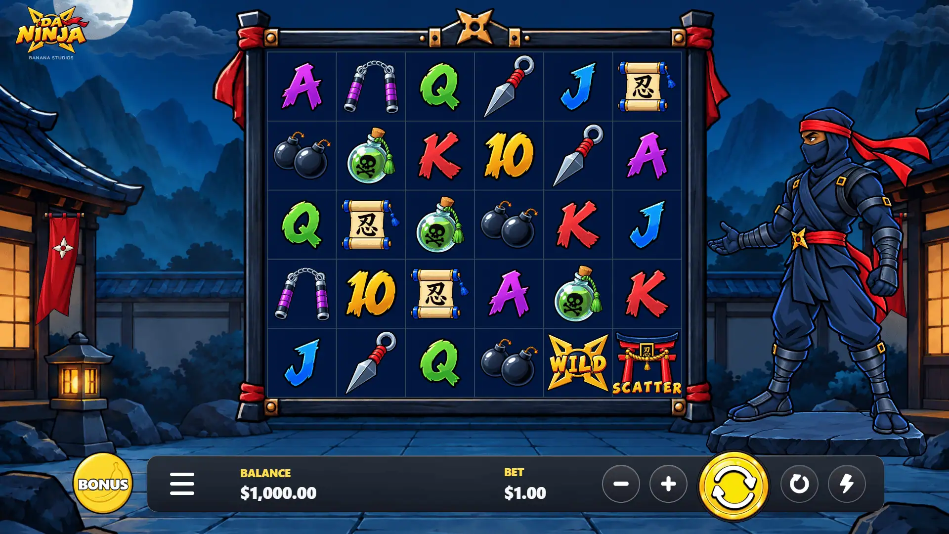 Da Ninja slot gameplay reels