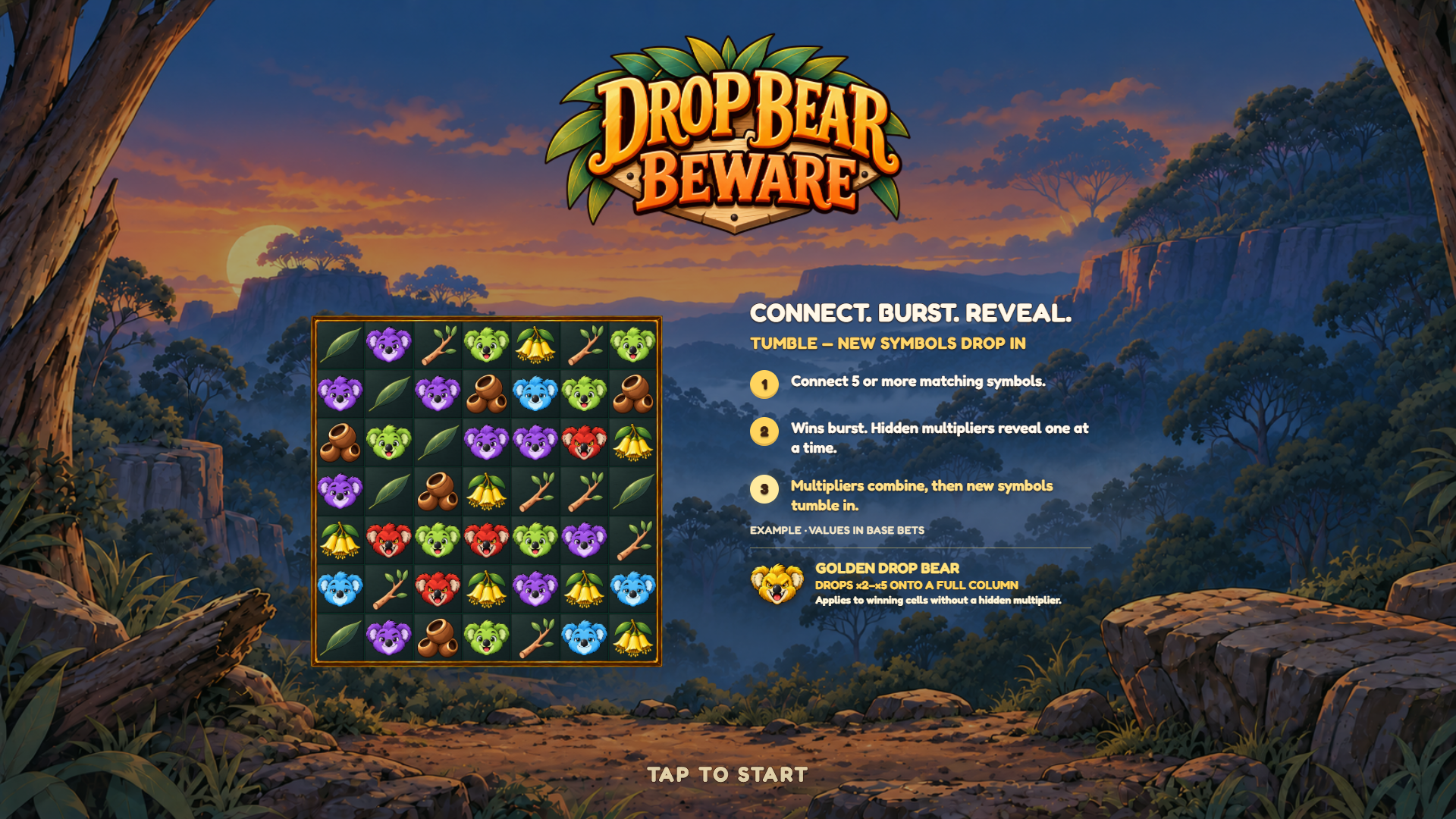 Drop Bear Beware slot intro screen