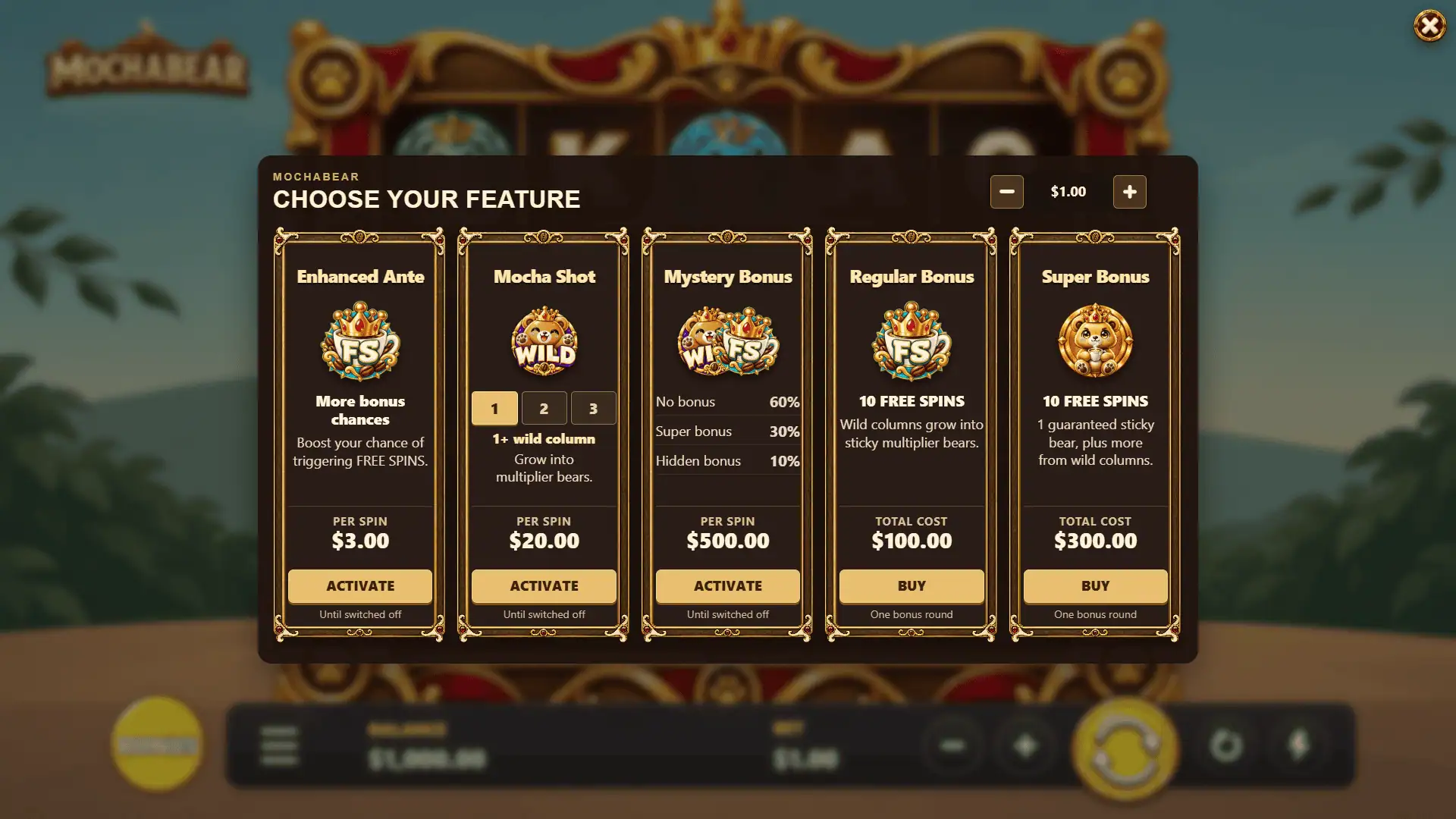Mochabear bonus buy menu