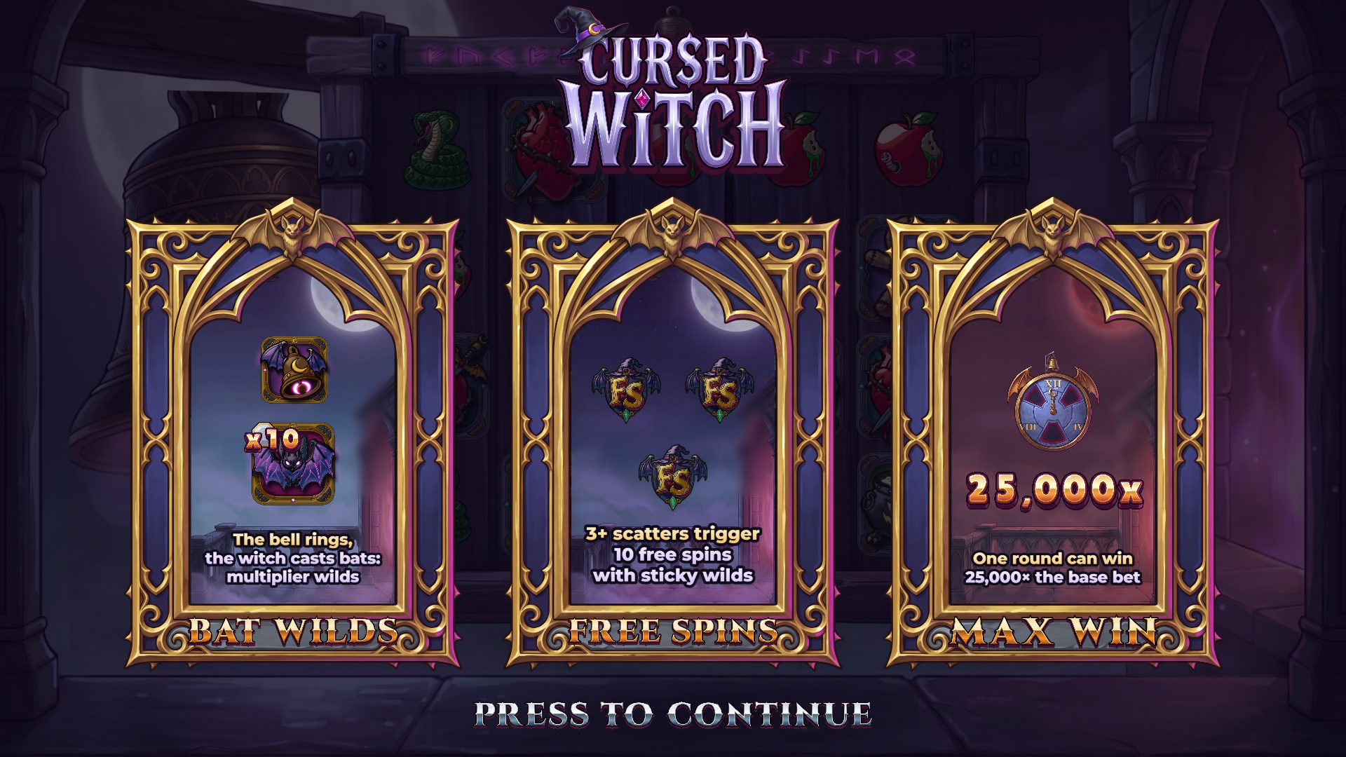 Cursed Witch slot intro screen
