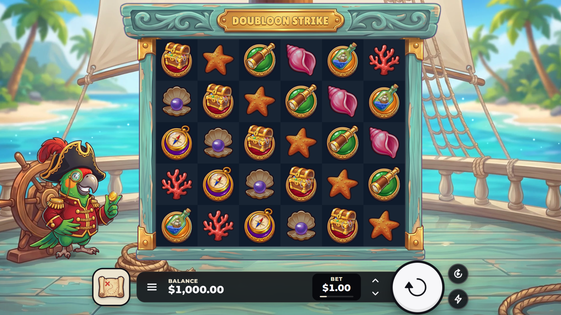 Doubloon Strike slot gameplay reels