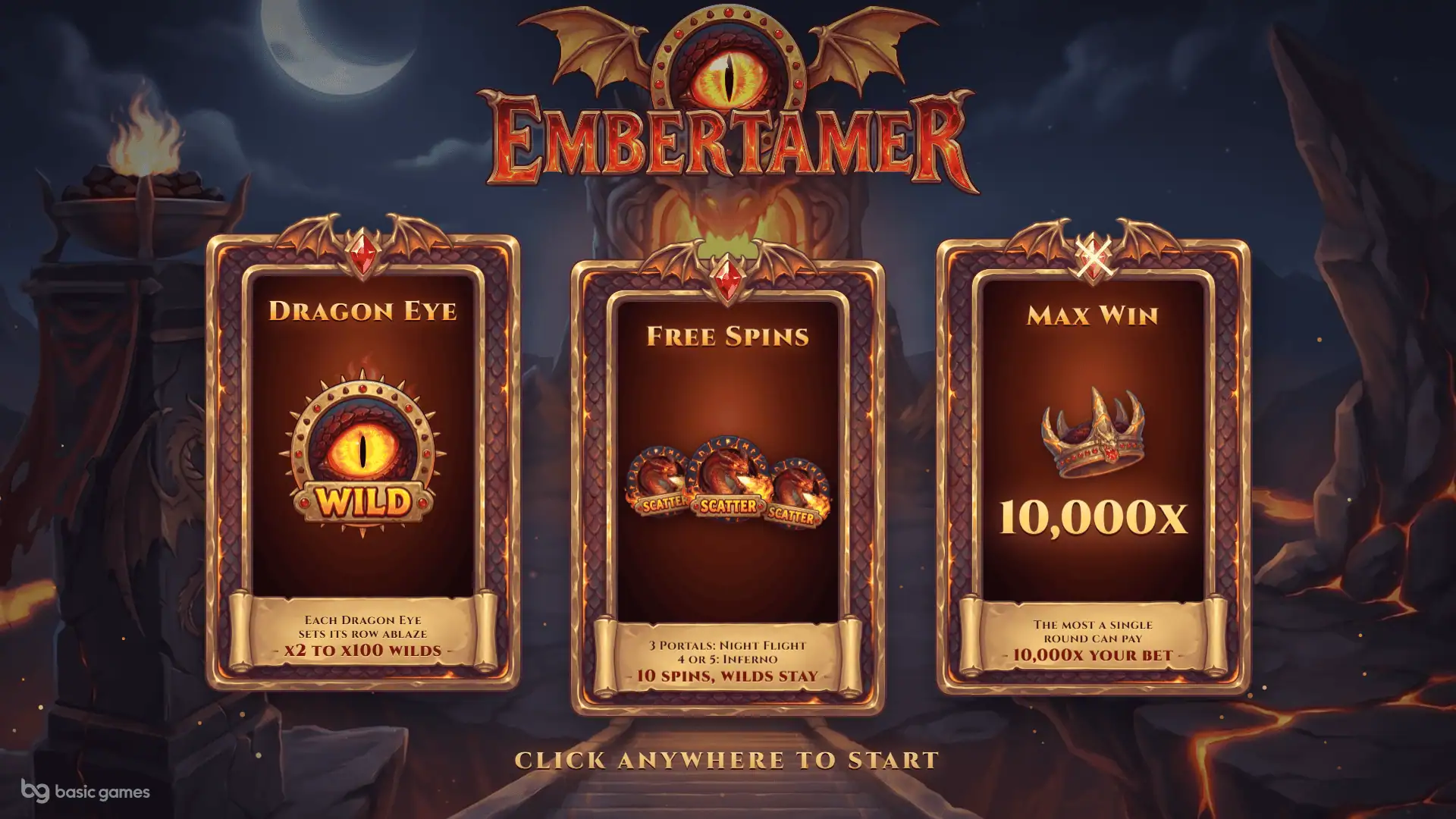 Embertamer slot intro screen