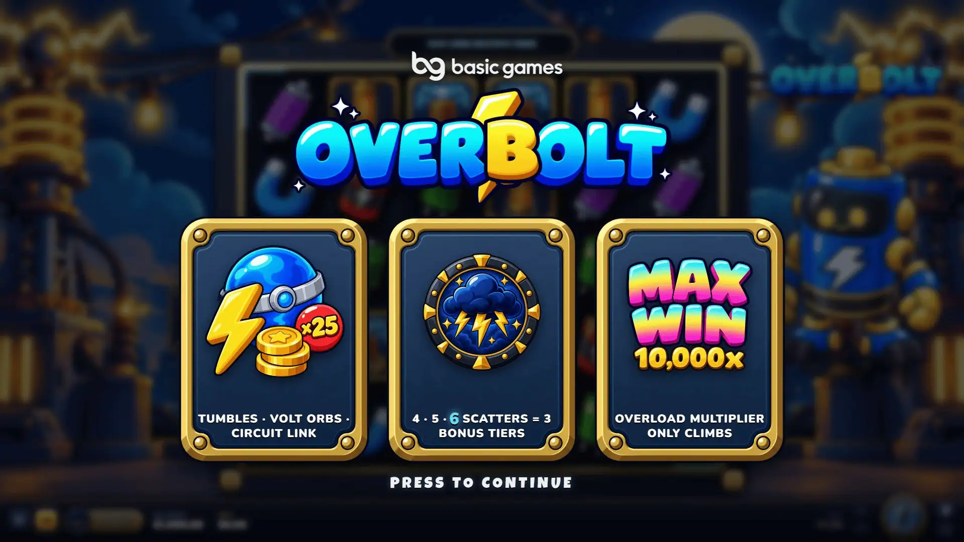 Overbolt slot intro screen