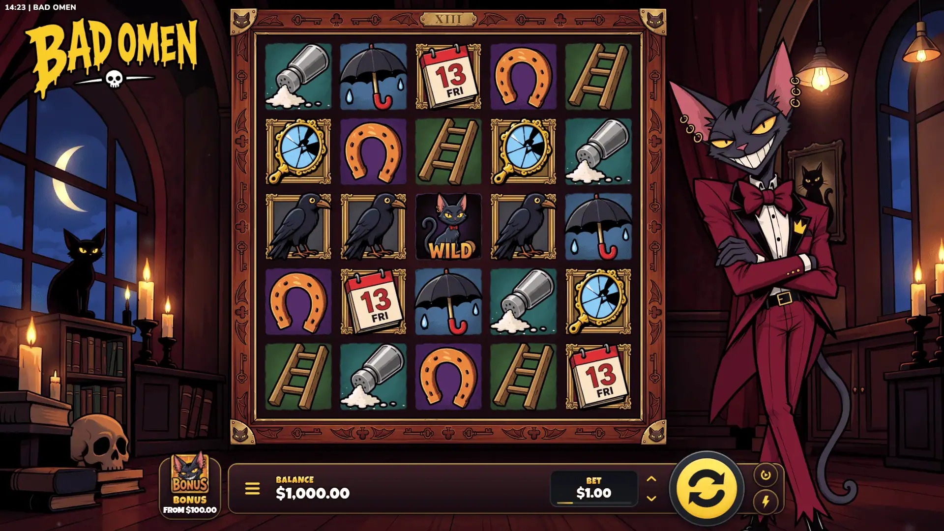 Bad Omen slot gameplay reels