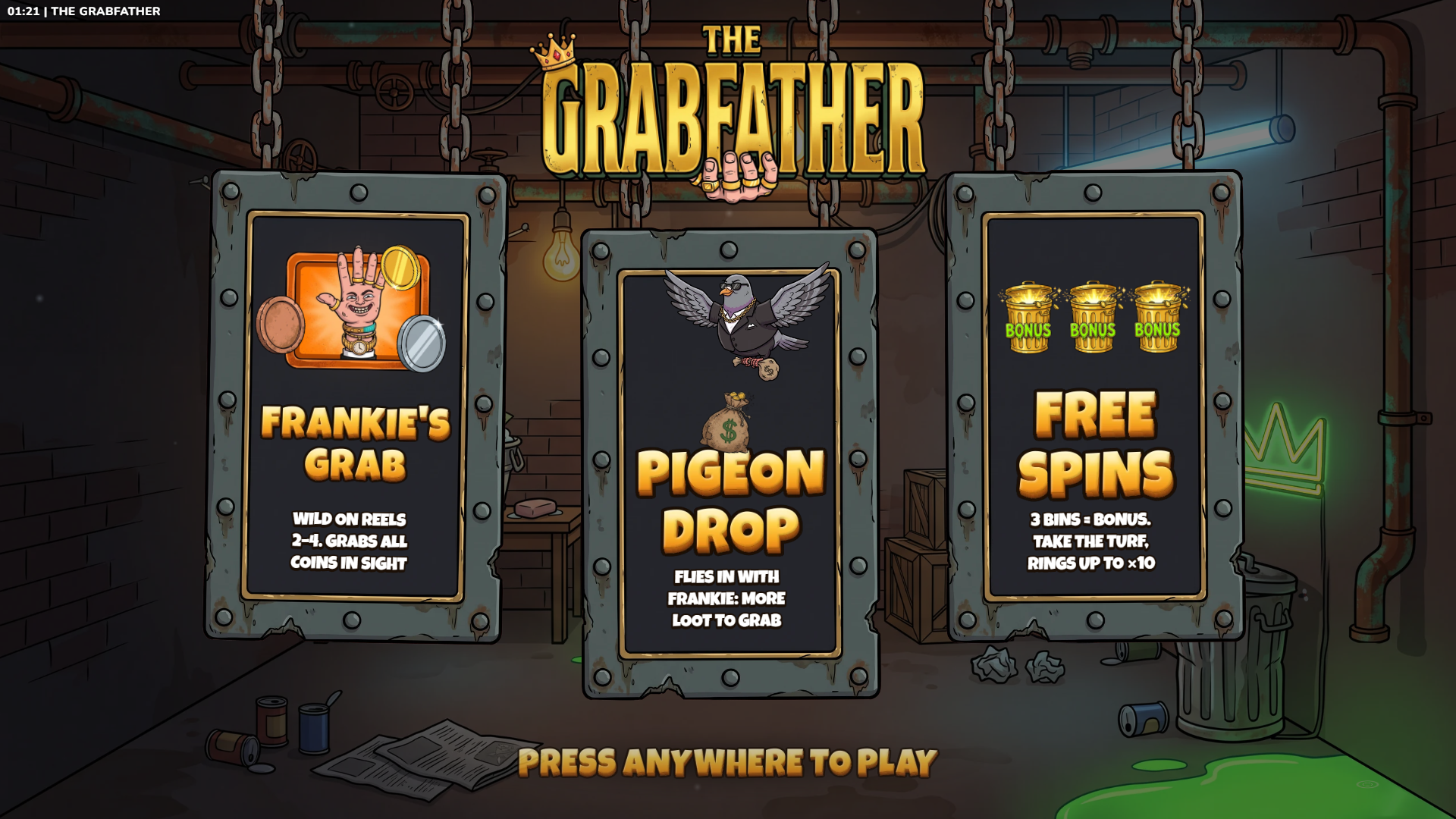The Grabfather slot intro screen