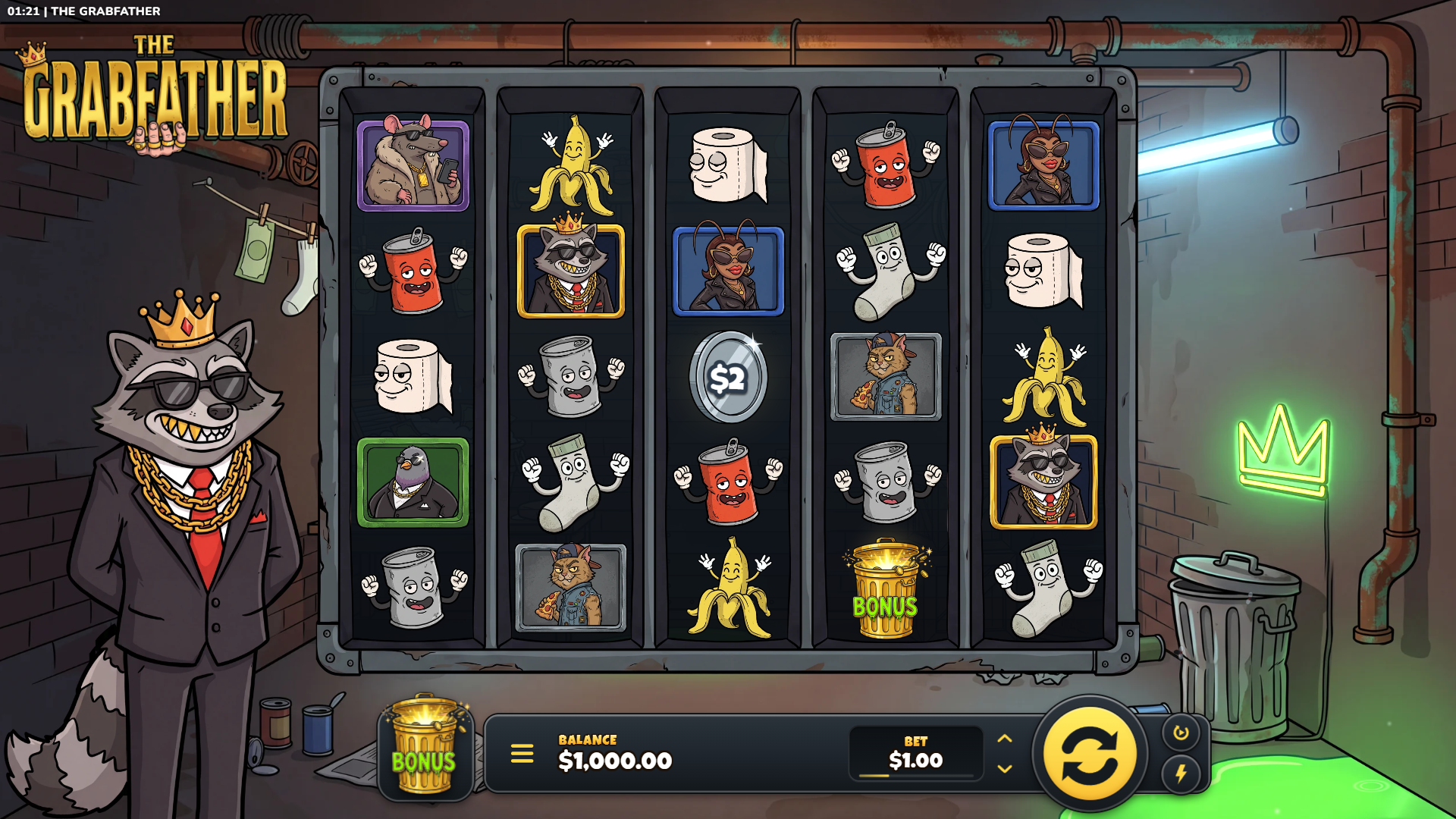 The Grabfather slot gameplay reels