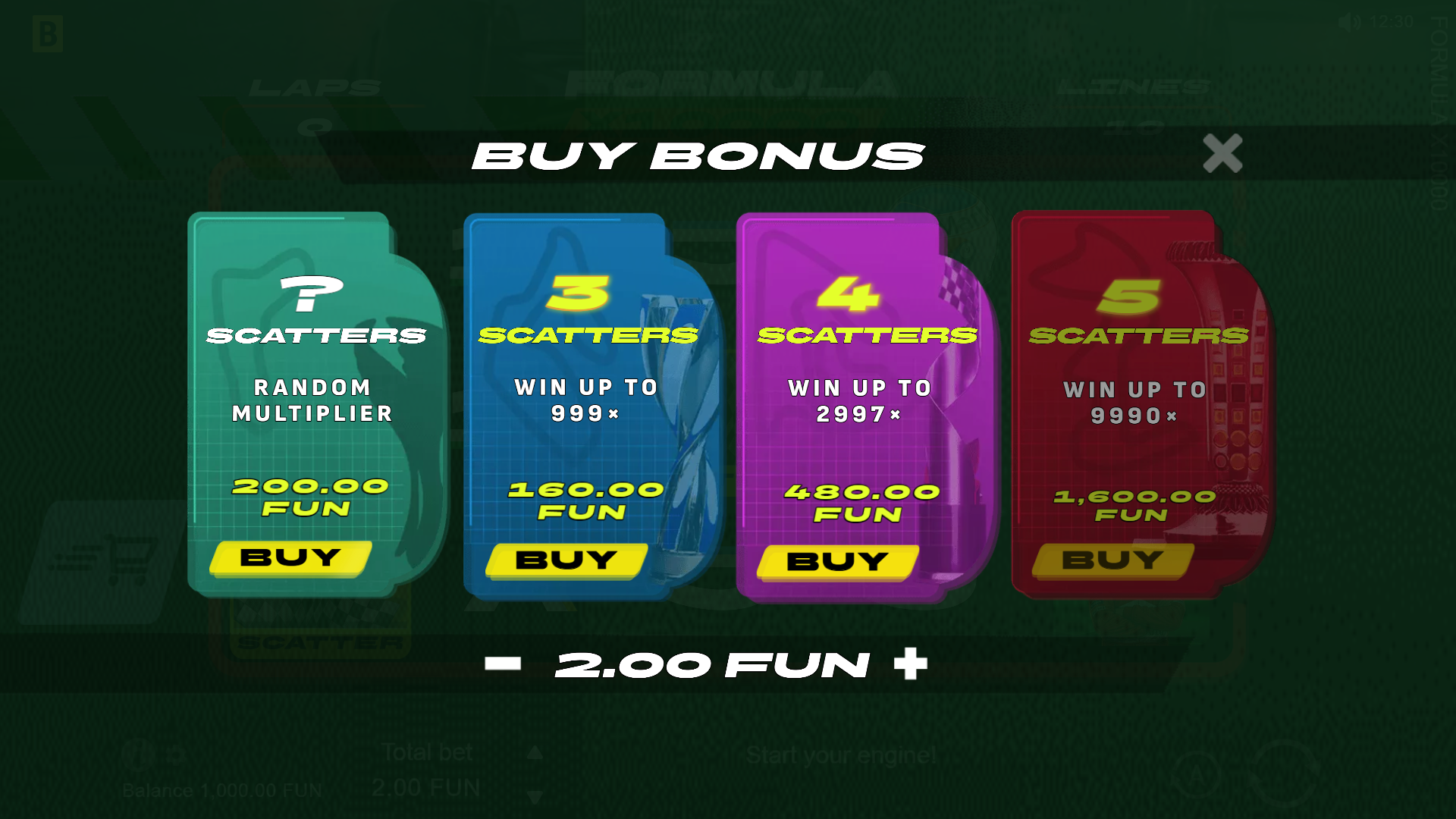Formula x10000 bonus buy menu