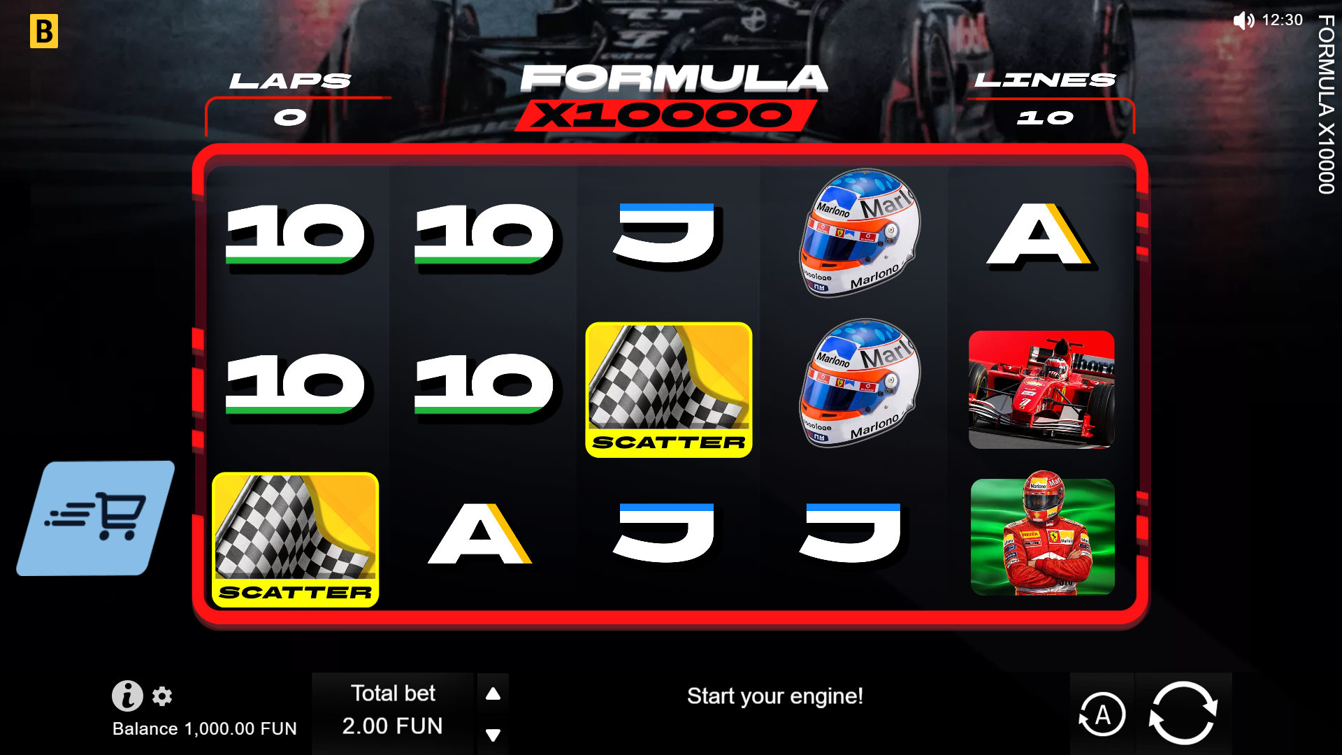 Formula x10000 slot gameplay reels