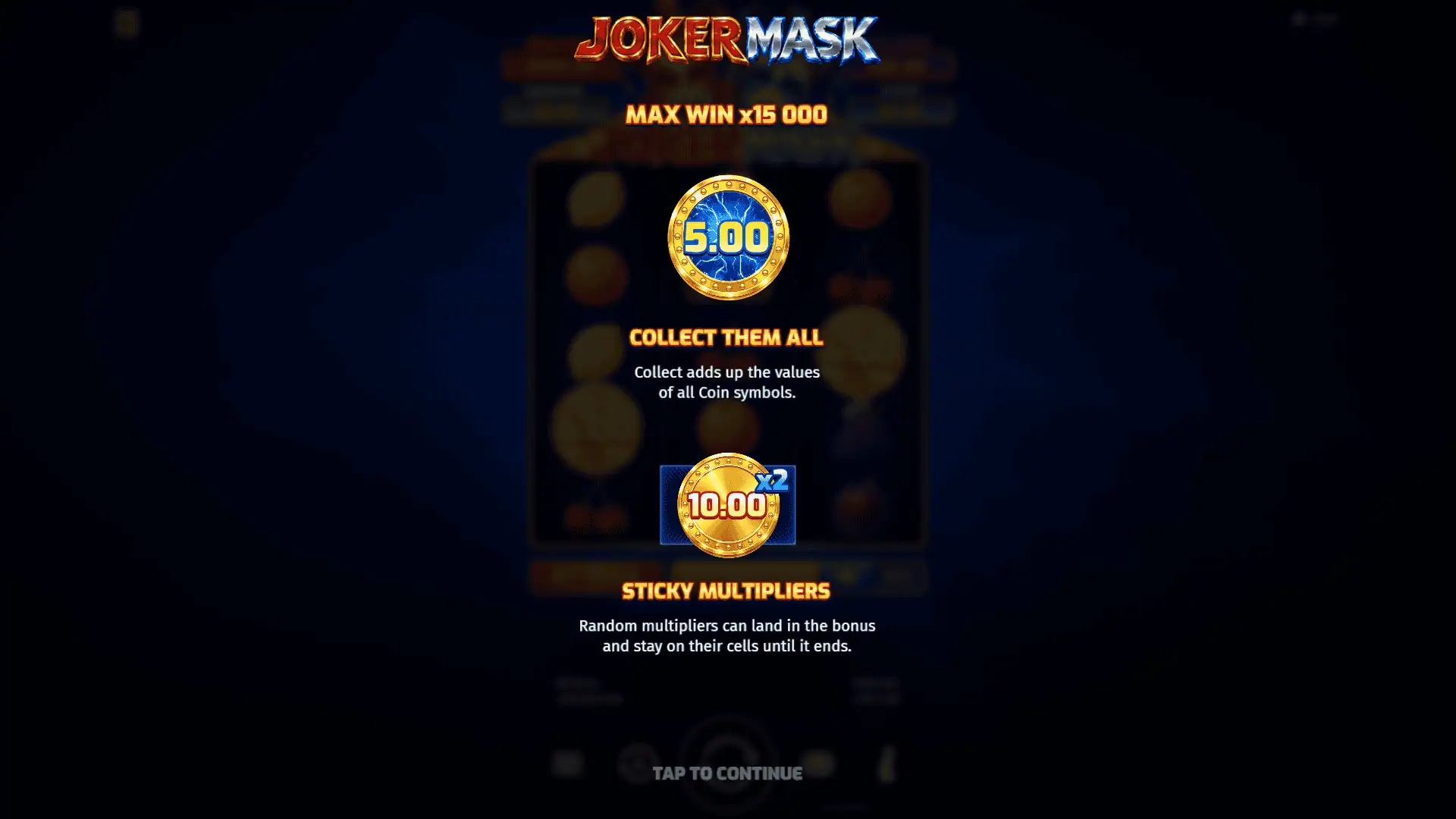 Joker Mask slot intro screen