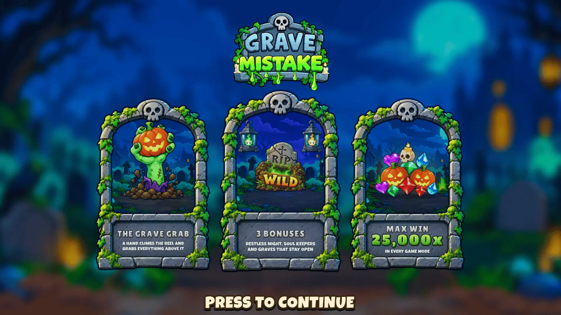Grave Mistake slot intro screen