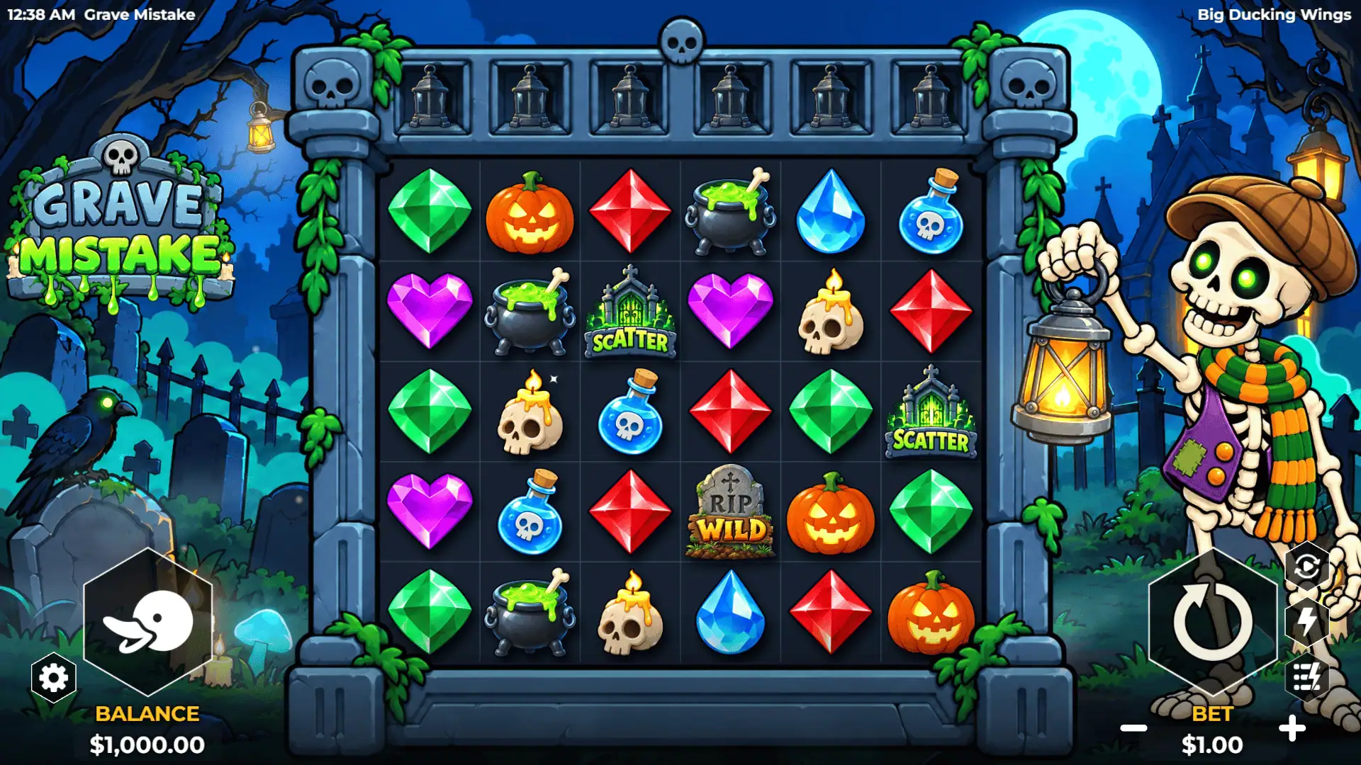 Grave Mistake slot gameplay reels