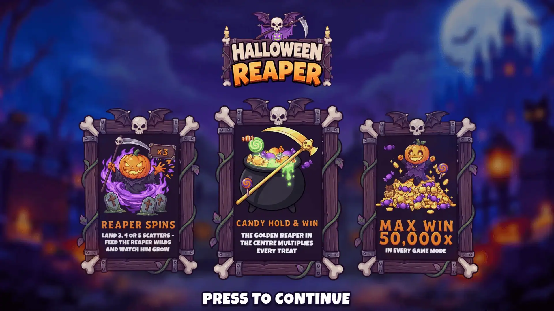 Halloween Reaper slot intro screen