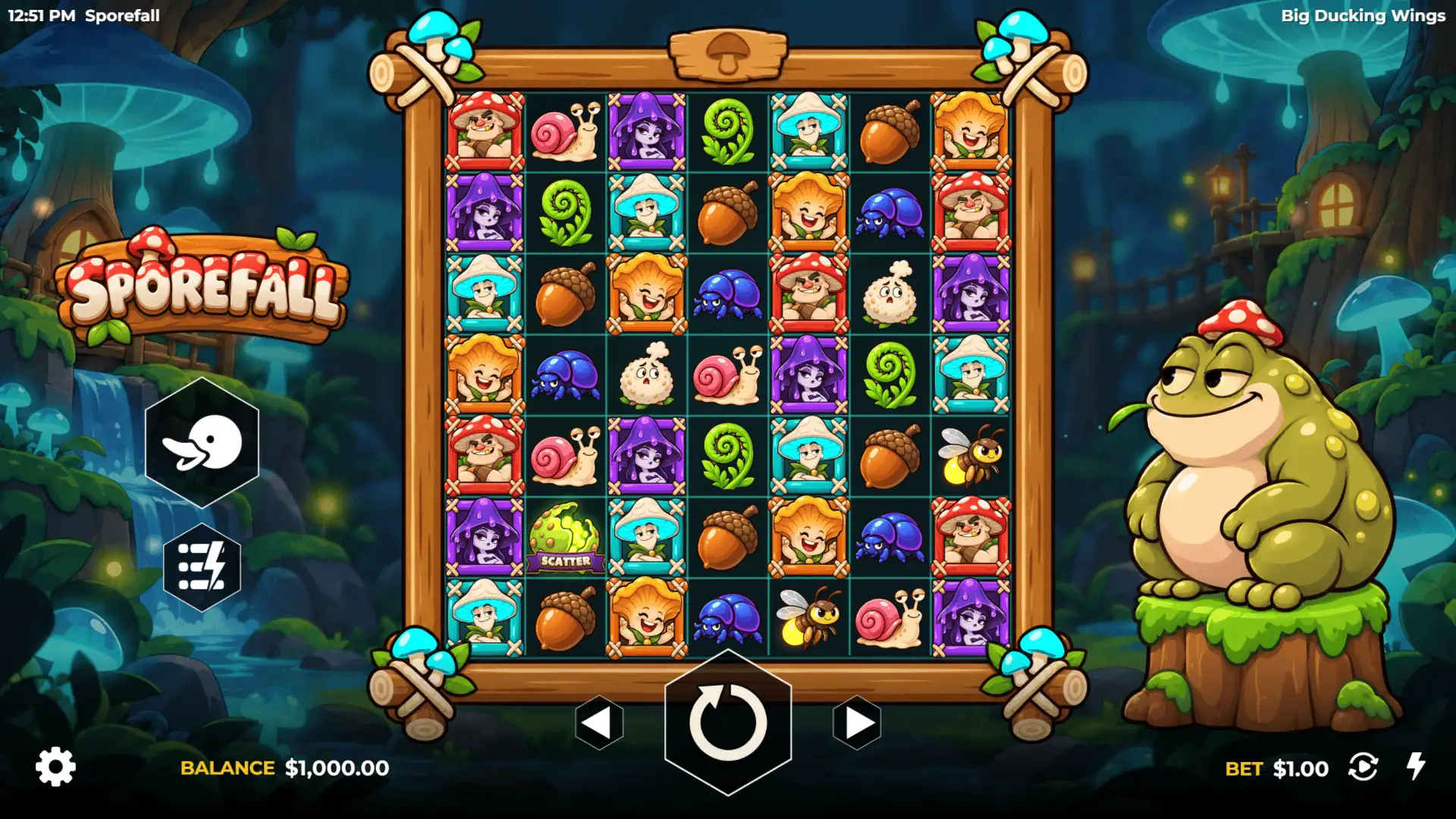 Sporefall slot gameplay reels