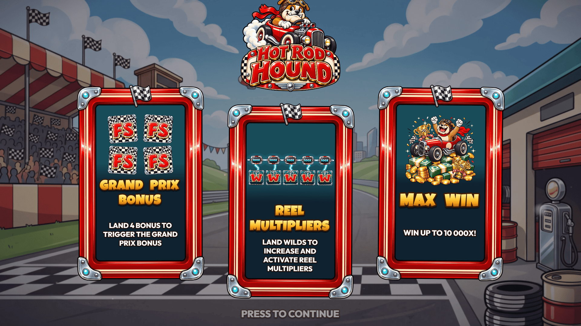 Hot Rod Hound slot intro screen