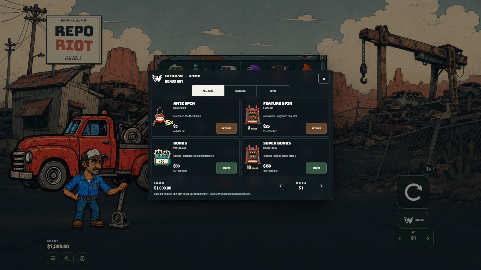 Repo Riot bonus buy menu