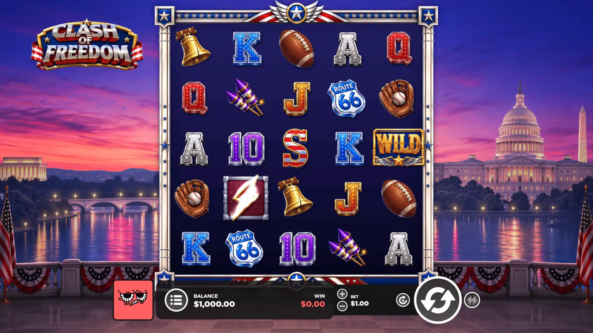 Clash Of Freedom slot gameplay reels