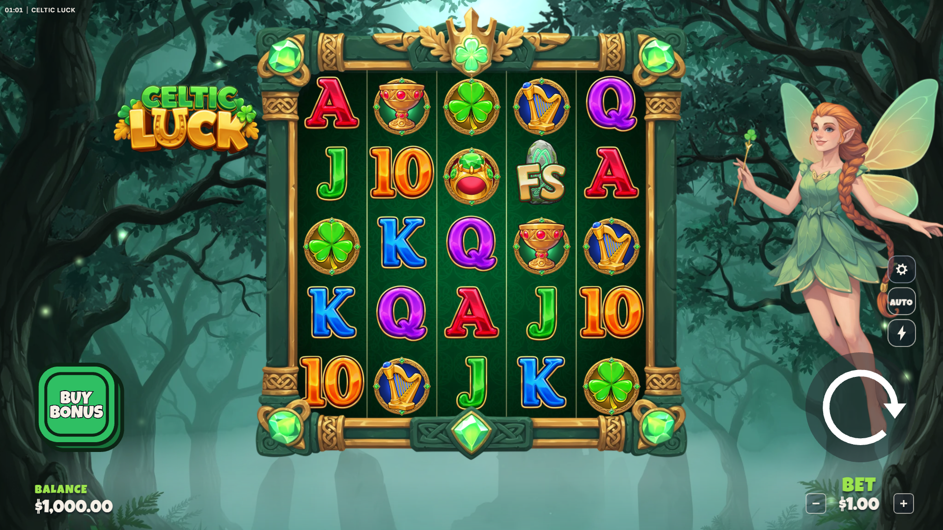 Celtic Luck slot gameplay reels