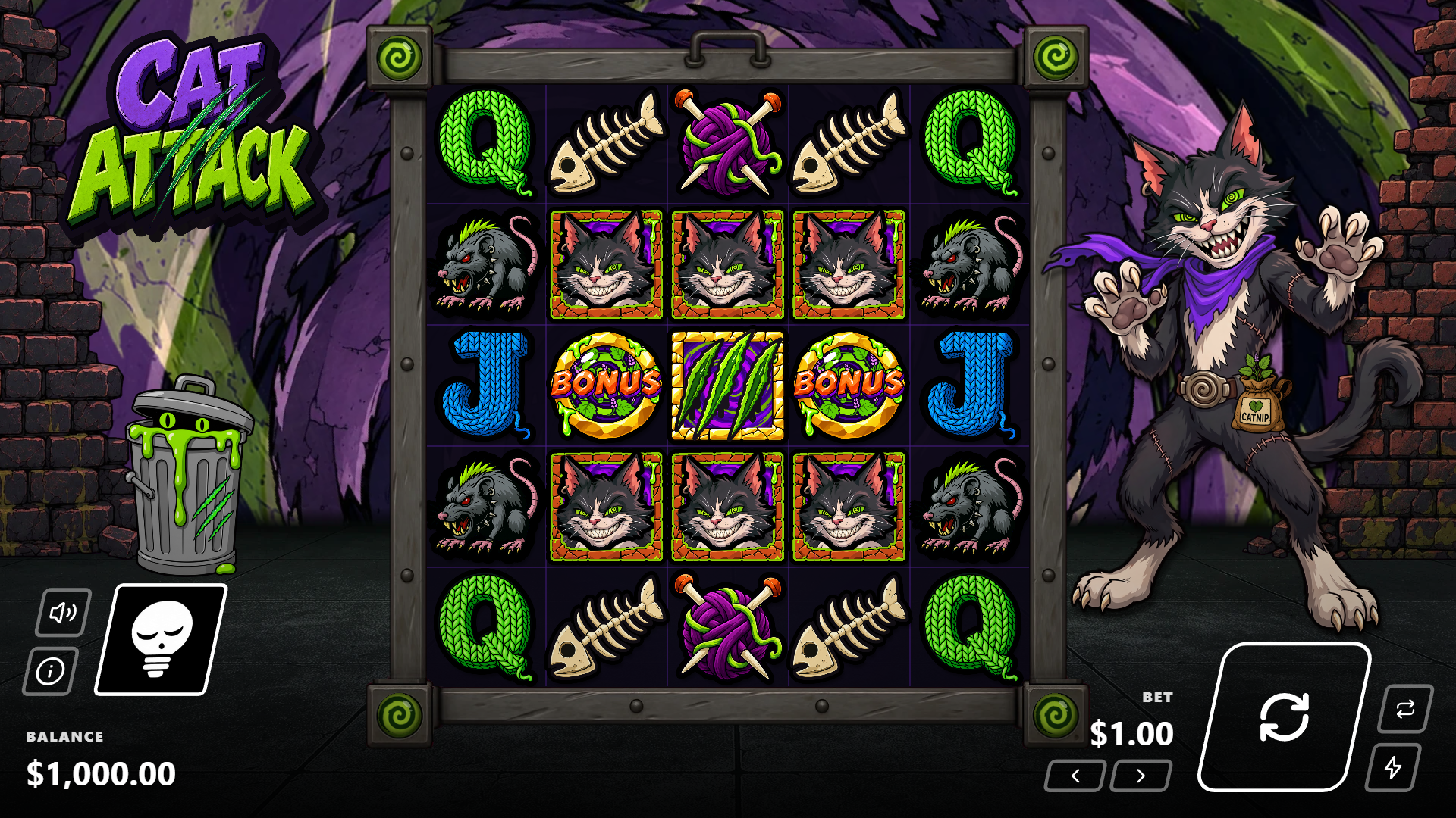 Cat Attack slot gameplay reels