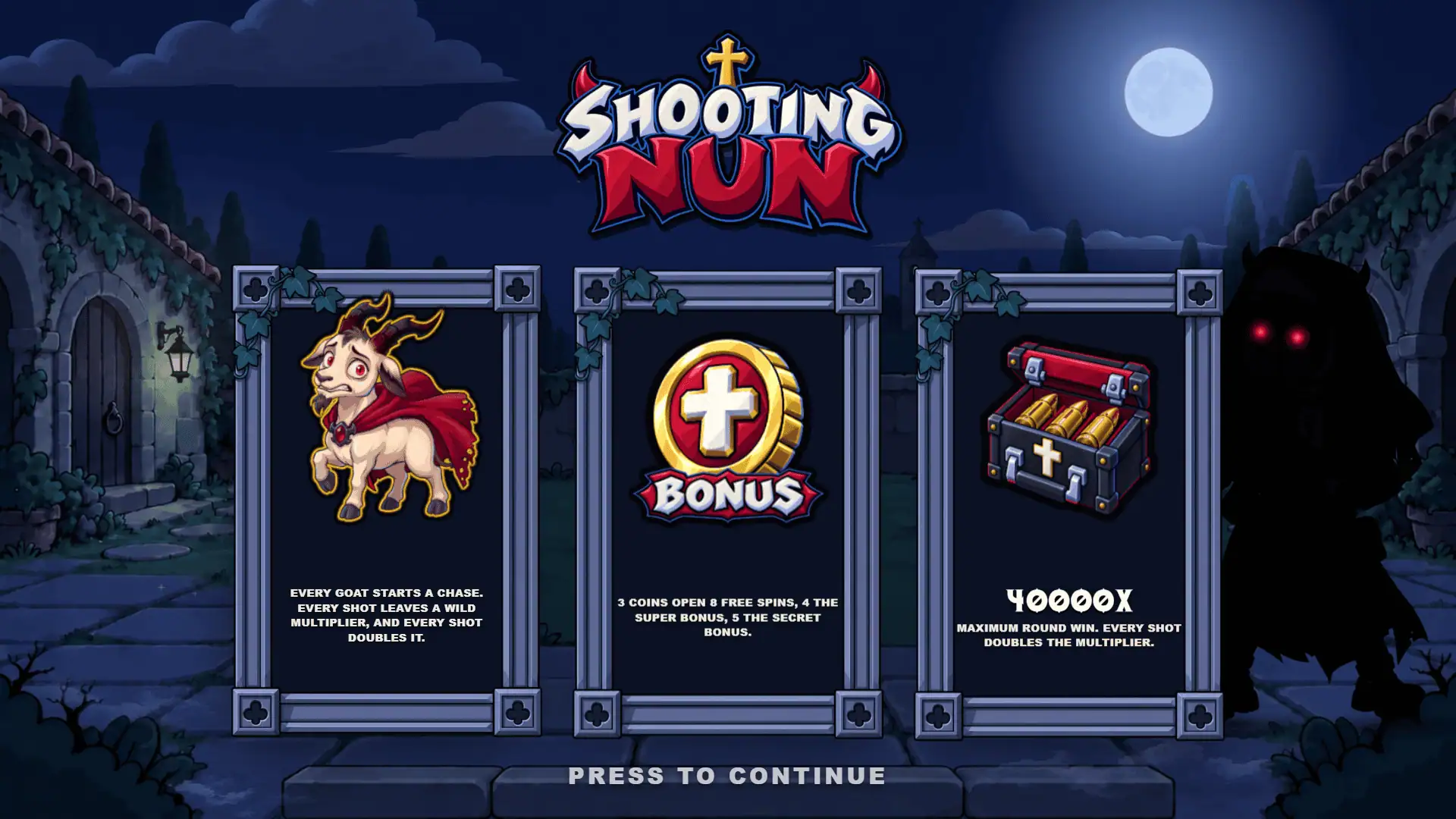 Shooting Nun slot intro screen