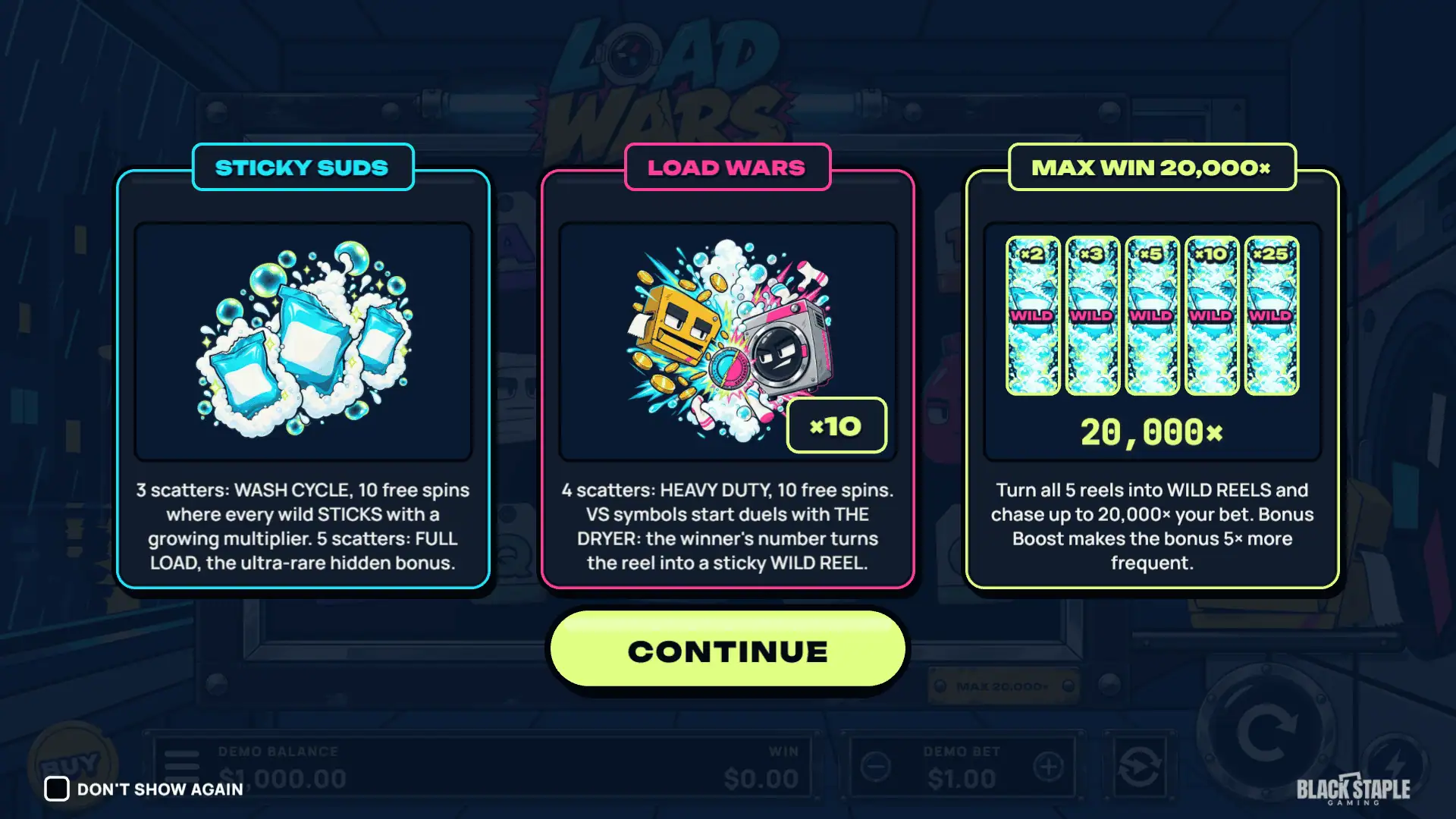 Load Wars slot intro screen